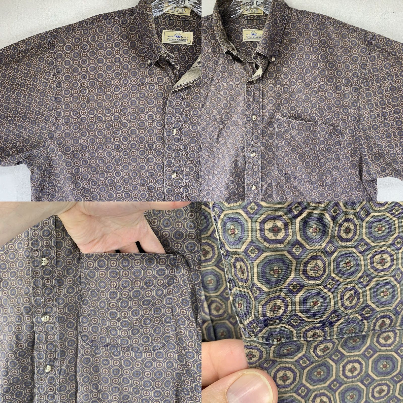Vintage VINTAGE Cotton Brothers Men's Button-Up Shirt Long Sleeve Casual Western 80s 90s Earth Tones Size US L / EU 52-54 / 3 - 8 Thumbnail