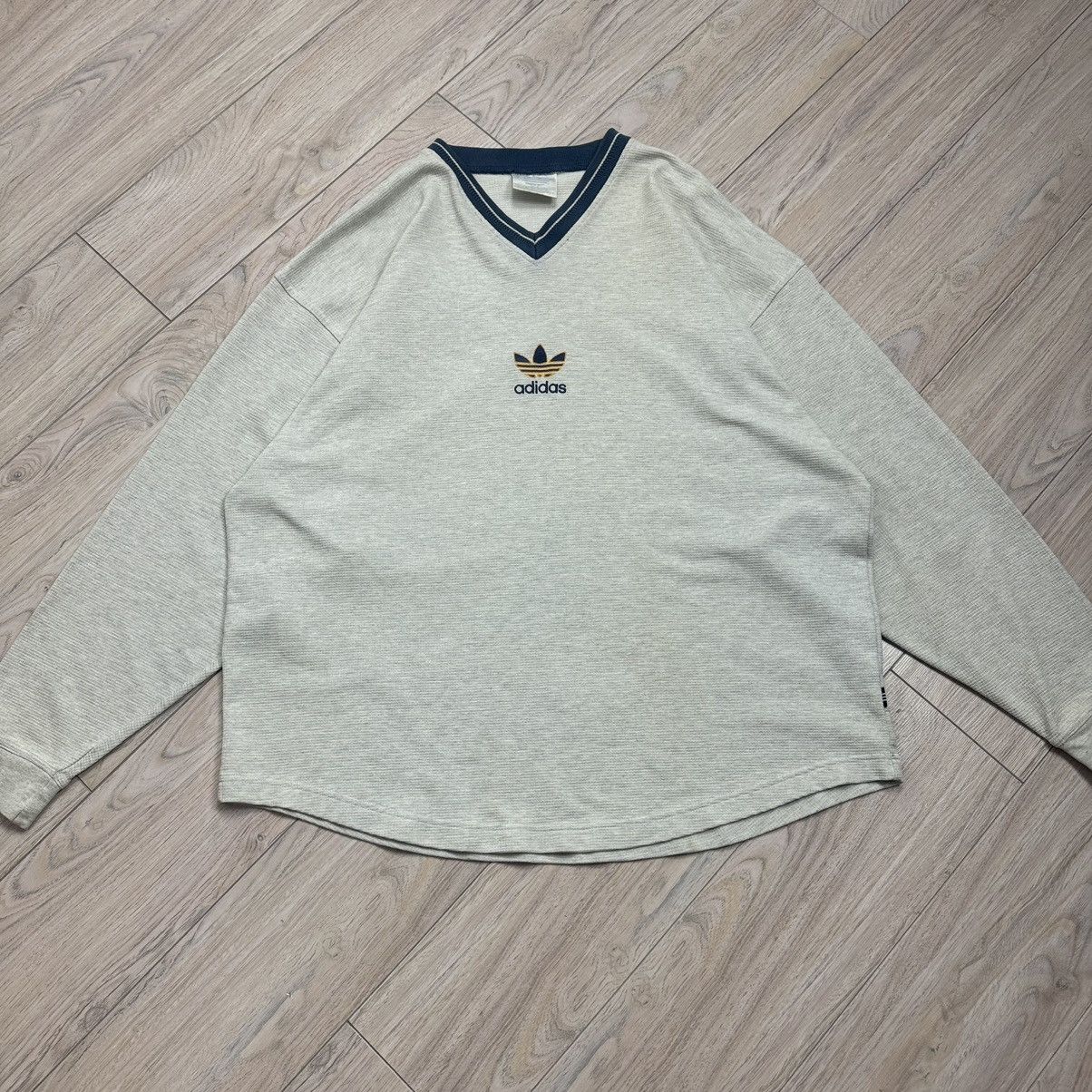 Adidas Vintage 90s Adidas Originals V-Neck Thermal Sweatshirt Size US XL / EU 56 / 4 - 1 Thumbnail