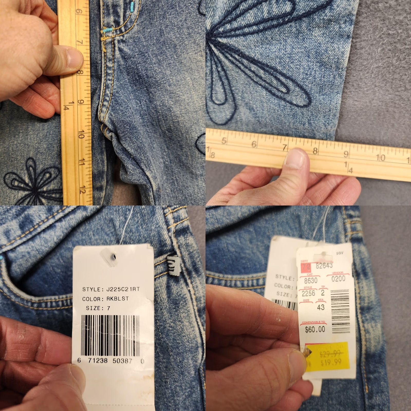 Vintage VINTAGE Candies Jeans Womens Juniors 7 Blue Embroidered Mid Rise Slight Boot Y2K Size 28" / US 6 / IT 42 - 8 Thumbnail