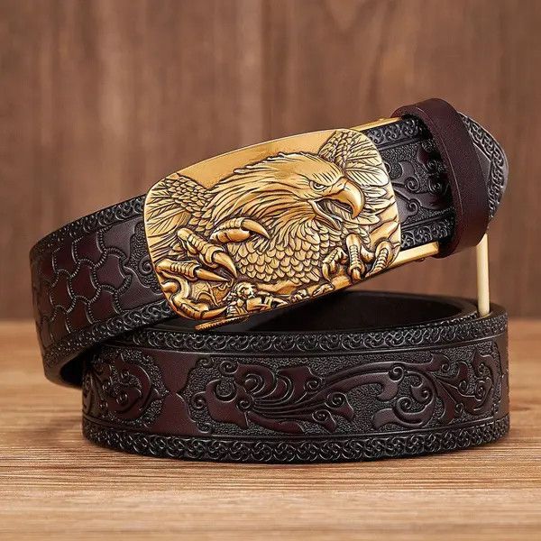 Japanese Brand × Vintage Eagle Alloy Buckle Automatic Belt Leather Size ONE SIZE - 4 Thumbnail
