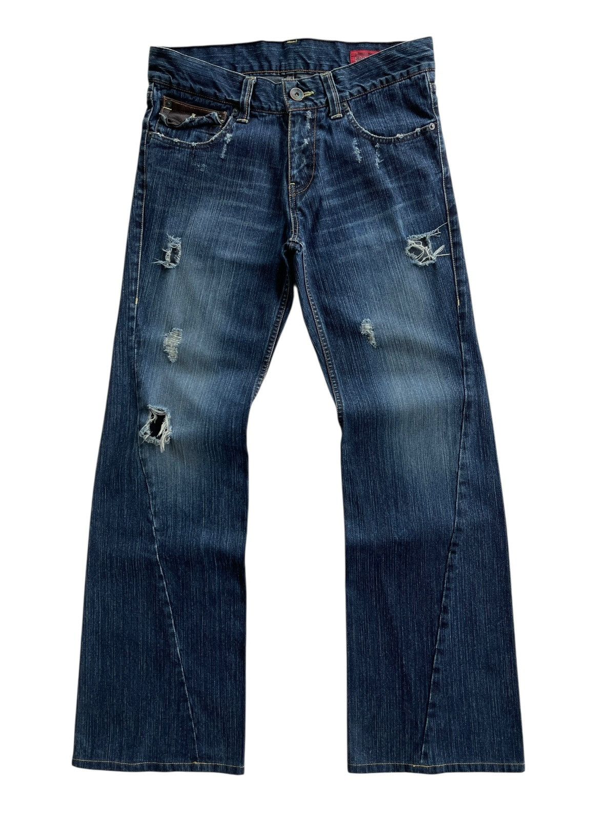 semanticdesign SemanticDesign Distressed Twisted Flare Denim Size US 33 - 1 Thumbnail