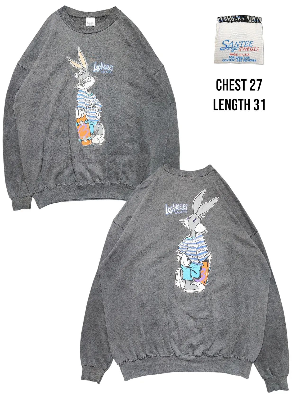 Vintage 90s Bugs Bunny Georgetown Looney Tunes Puff Print Size US L / EU 52-54 / 3 - 1 Thumbnail