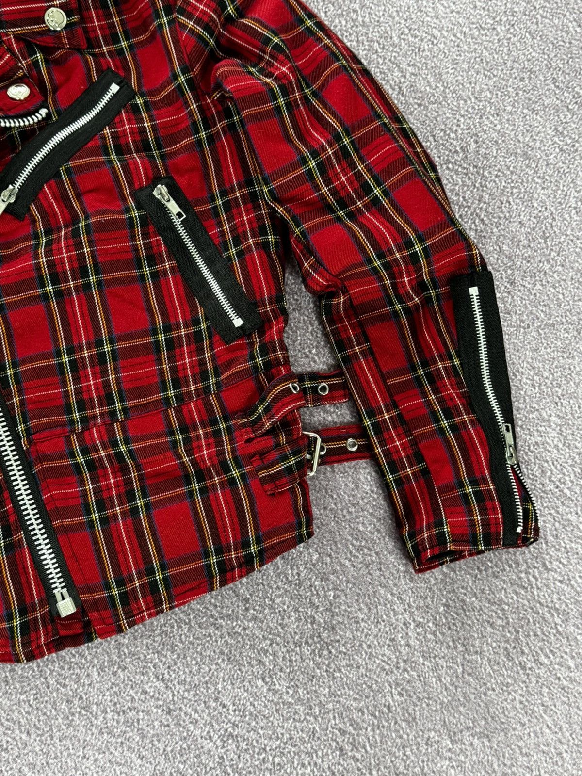 Japanese Brand Mercy Y2K Gothic Plaid Biker Checked Jacket Size M / US 6-8 / IT 42-44 - 7 Thumbnail