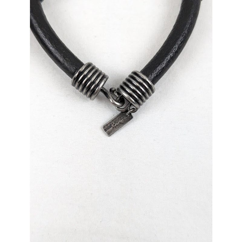 Saint Laurent Paris o1rshd1 Size: L / Beaded Cord Bracelet in Leather & Metal Size ONE SIZE - 4 Thumbnail