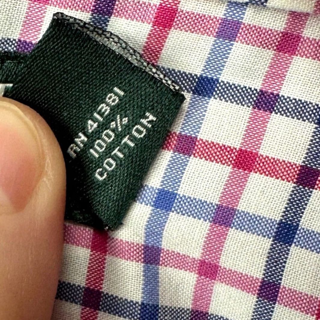 Ralph Lauren Lauren Ralph Lauren Dress Shirt Mens 15.5 34-35 Pink Blue Check Classic Fit Button-Down Collar Shirt Size 42R - 6 Thumbnail