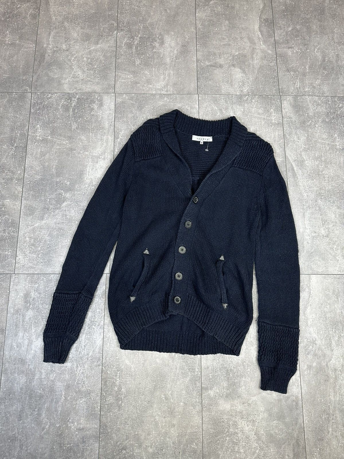 Sandro Men’s luxury vintage Sandro linen knitwear cardigan Size US M / EU 48-50 / 2 - 2 Thumbnail