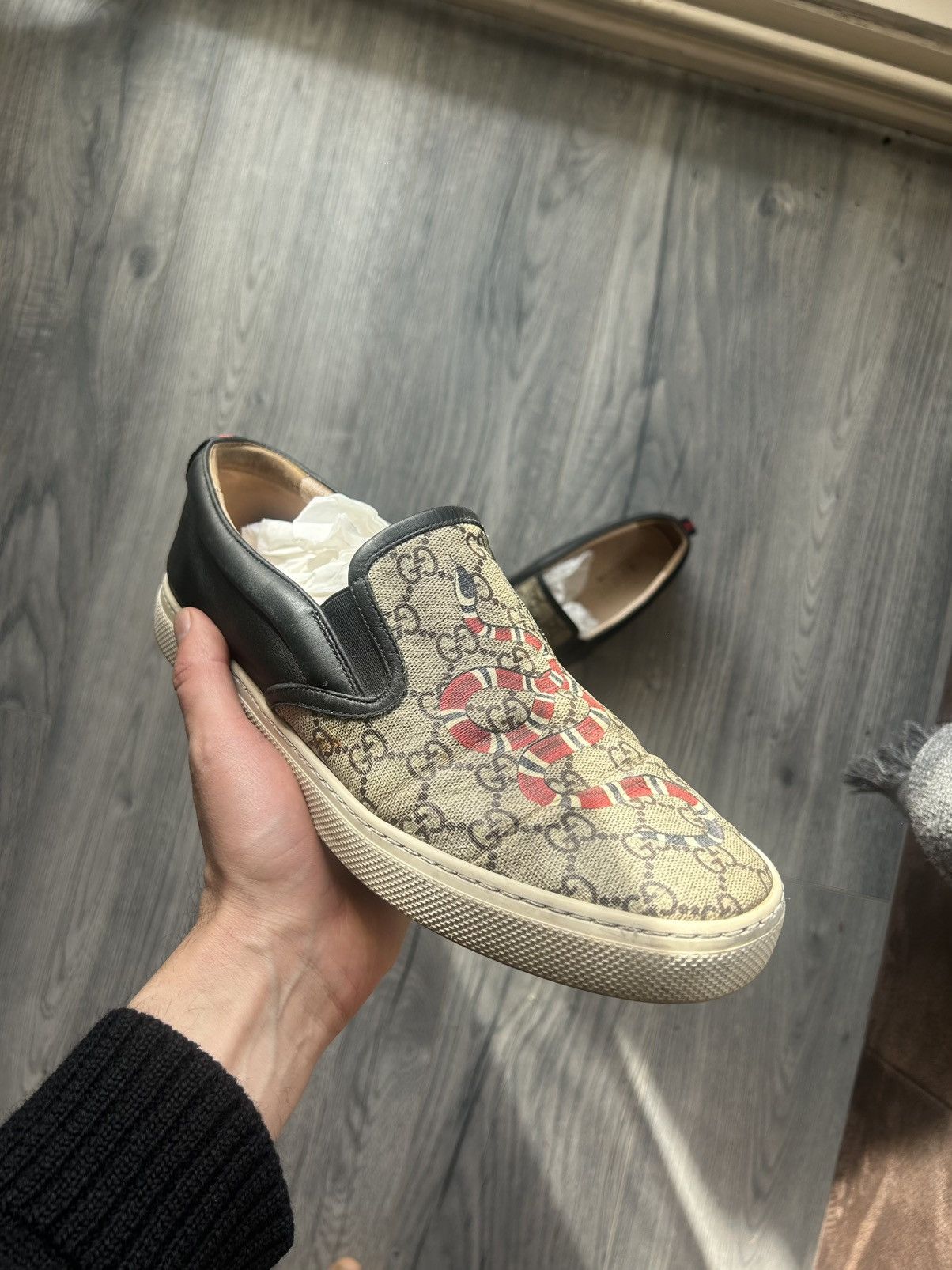 Gucci Gucci GG Supreme Snake Slip-On Sneakers Size US 10 / EU 43 - 1 Thumbnail