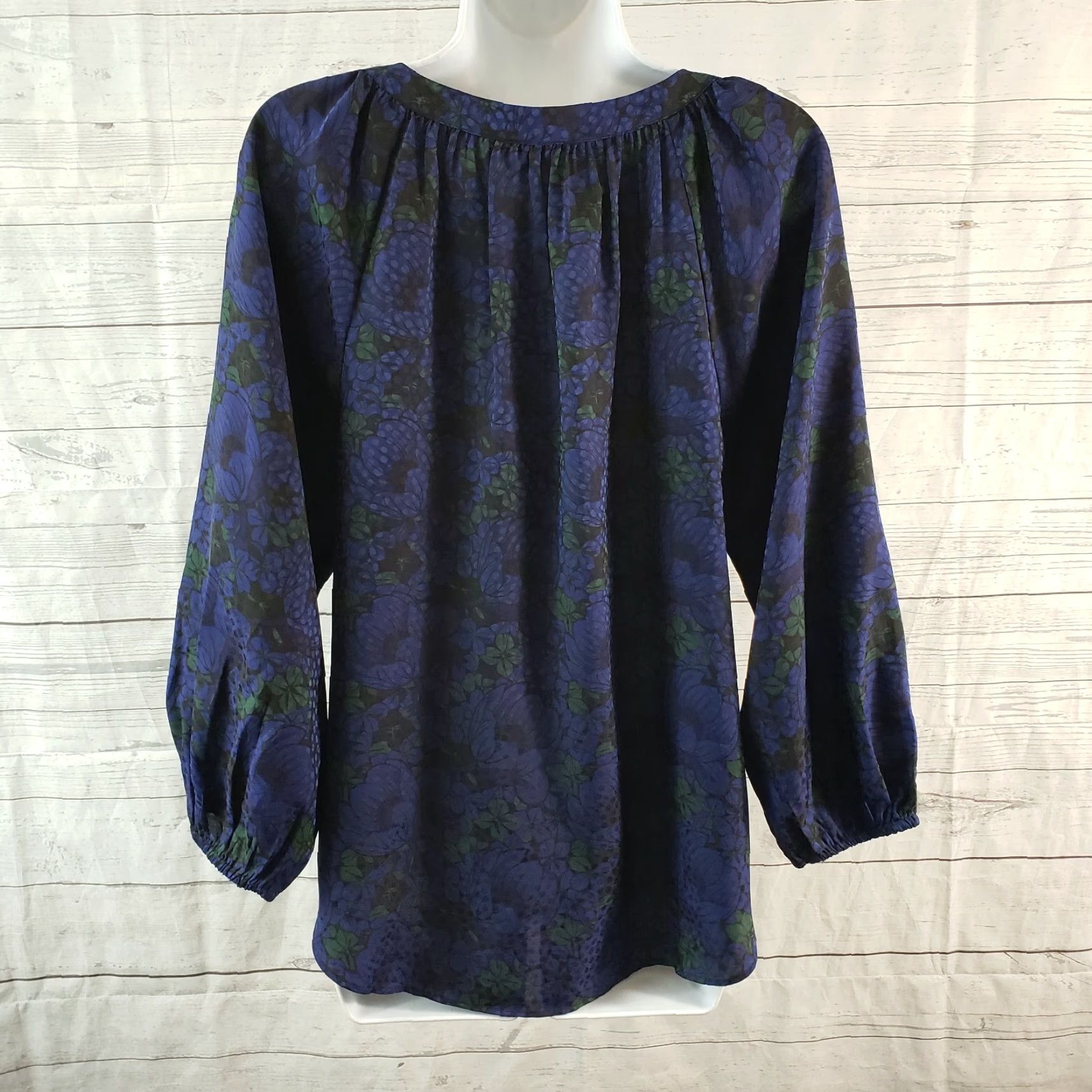 Ann Taylor Ann Taylor Womens Blouse Sz Small Blue Green Floral 3/4 Sleeve Size S / US 4 / IT 40 - 4 Thumbnail