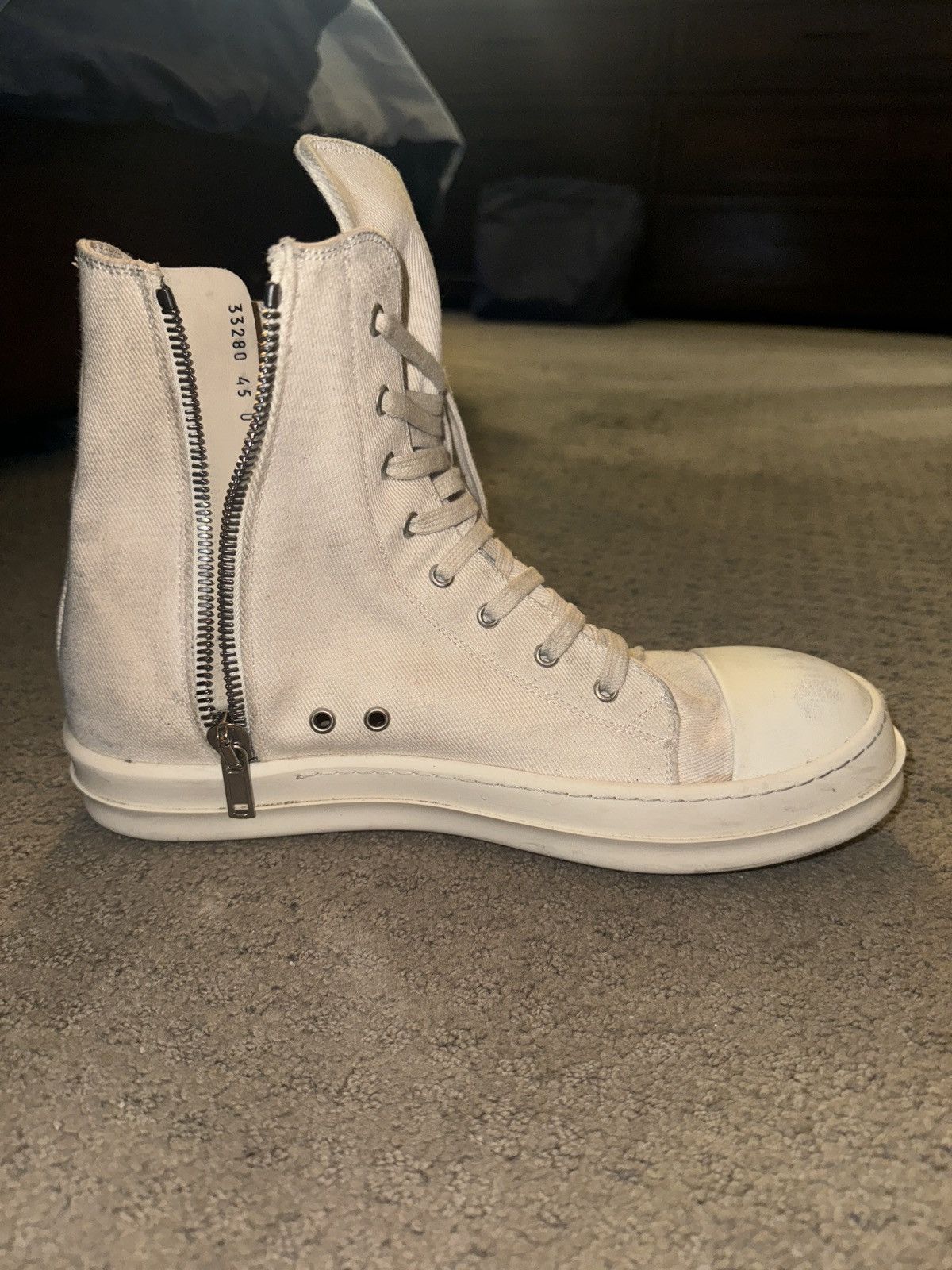 Rick Owens Drkshdw Rick Owen Drkshadw White High Tops Size US 13 / EU 46 - 2 Thumbnail
