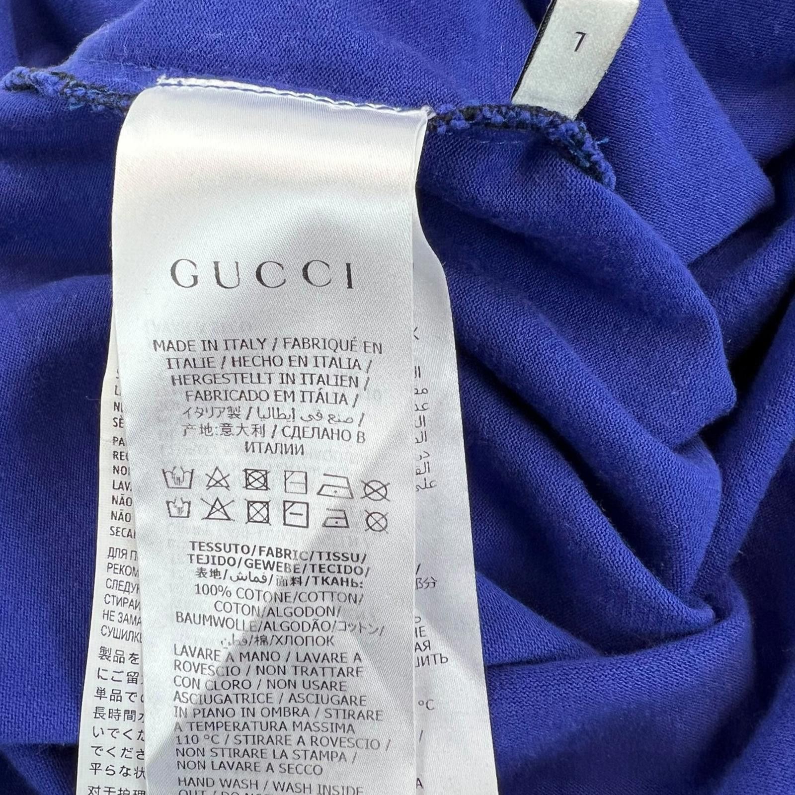 Gucci Gucci Blue Spellout T Shirt Size US L / EU 52-54 / 3 - 4 Thumbnail