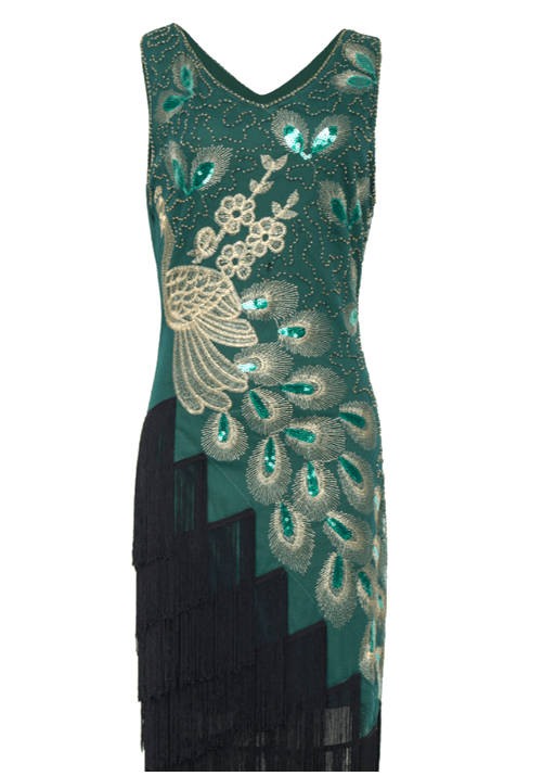 Other Babeyond Pine Green Gold Faux 20's Flapper Dress M Size M / US 6-8 / IT 42-44 - 9 Thumbnail
