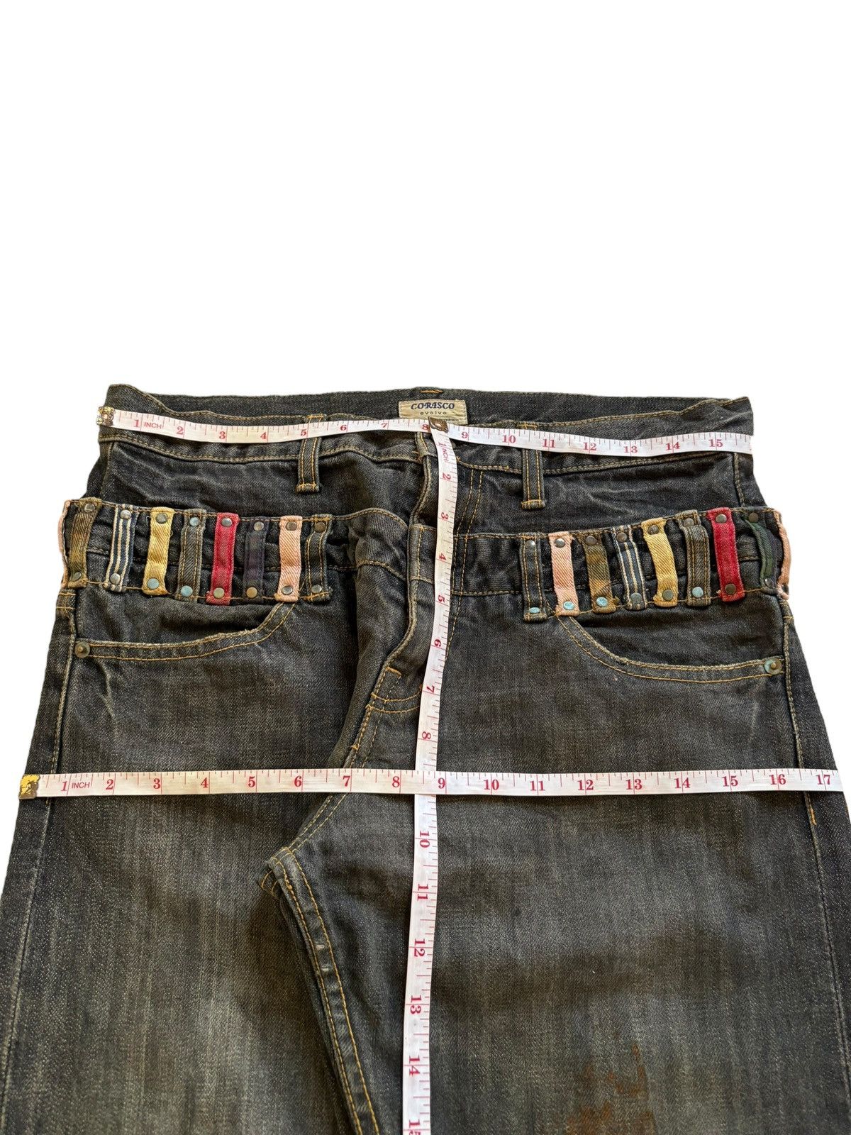 Japanese Brand Vintage Japanese Brand Double Waist Rusty Mud Wash Jeans Size US 32 / EU 48 - 12 Thumbnail