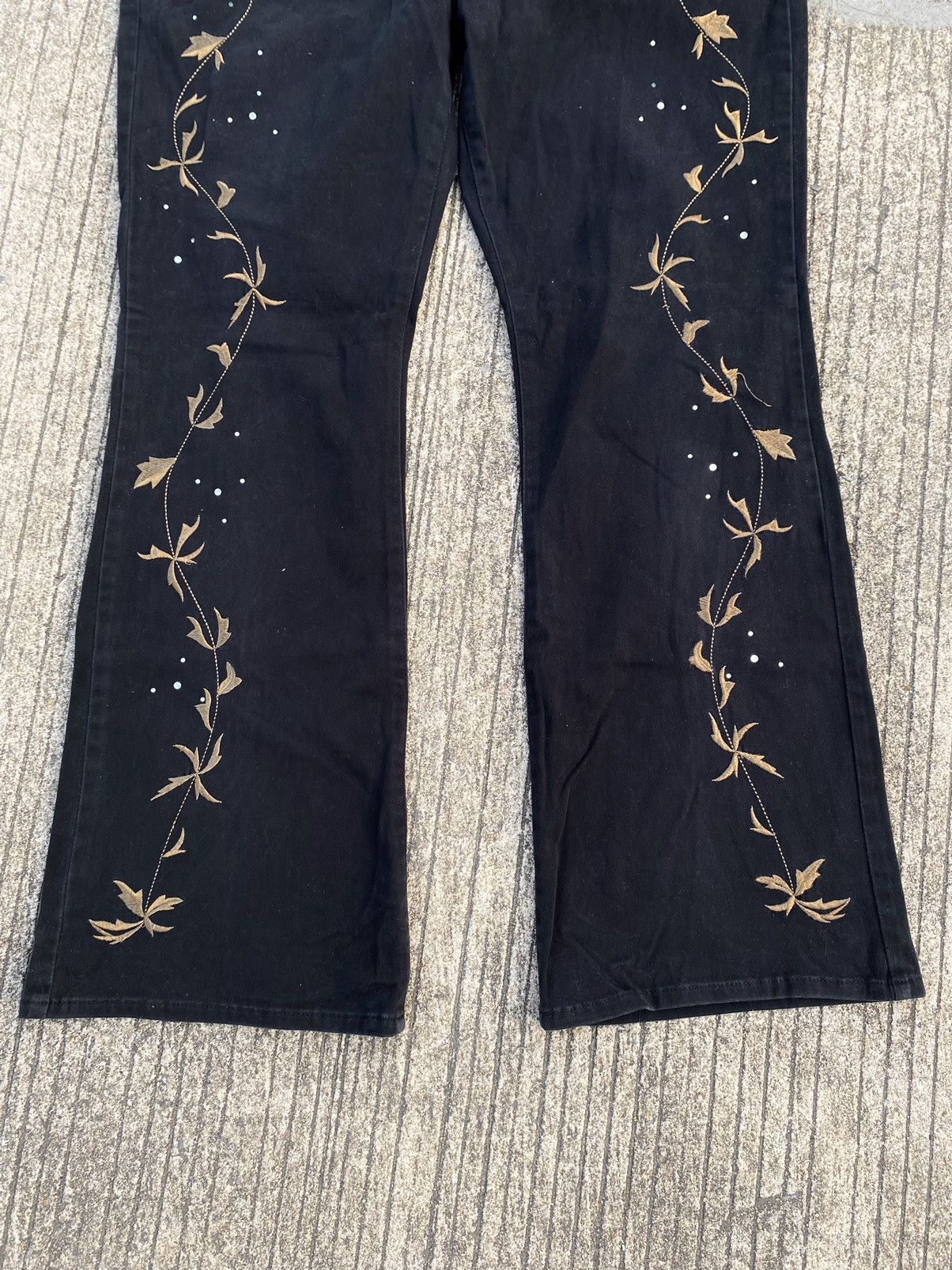 Japanese Brand × Vintage JOHN JELLO Flared Flower Black Pants Size US 32 / EU 48 - 3 Thumbnail
