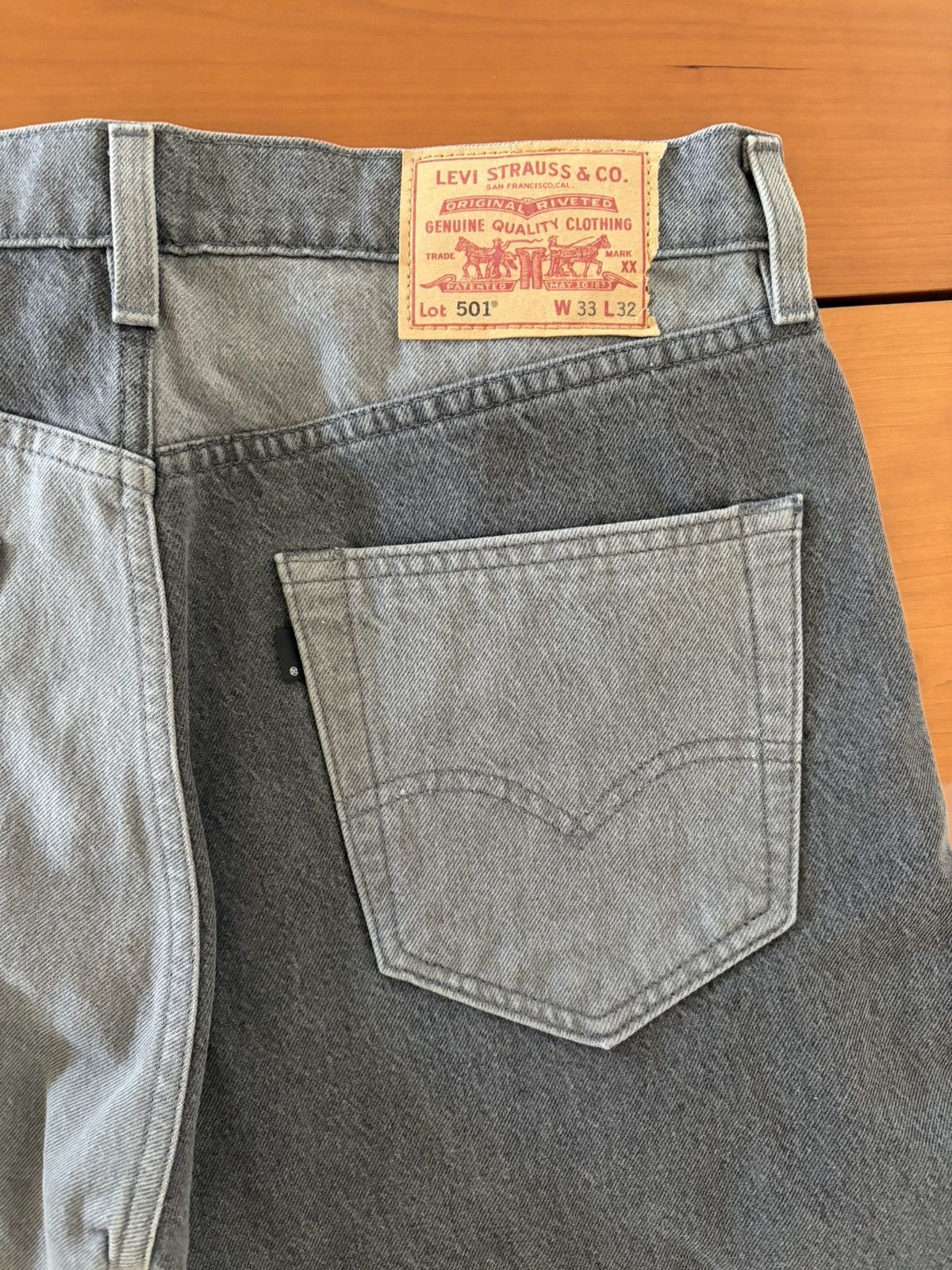 Levi's Levis 501 Mens 33x30 Two Tone Gray Color Block Black Tab Size US 33 - 3 Thumbnail