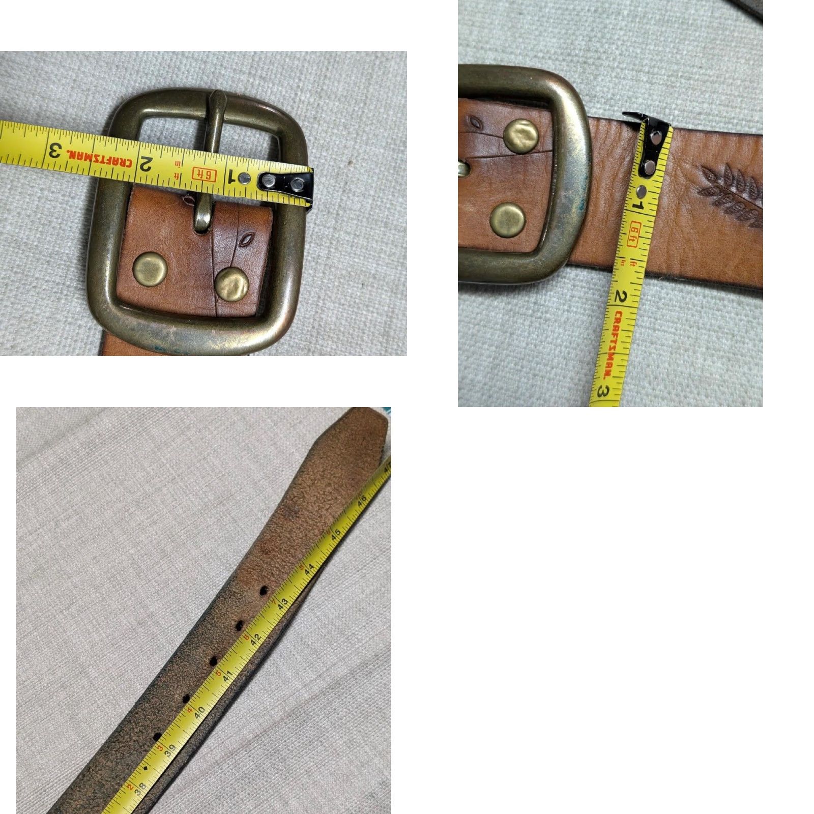 Lucky Brand VINTAGE Lucky Brand belt Western belt Tooled brown 40/41 leather cowhide buckle western Mens belt 1-5/8" width Size 40 - 8 Thumbnail