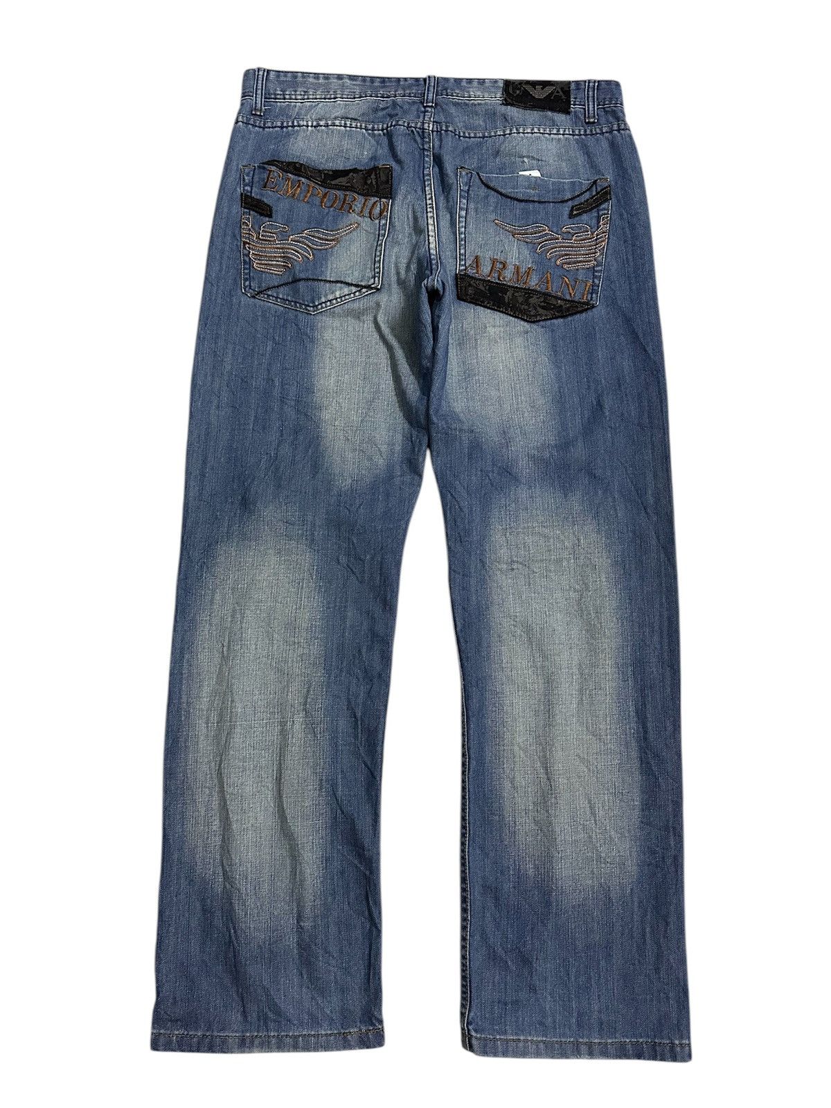 Rick Owens 2000 Emporio Armani Baggy Embroidered Y2K Goa Lgb Jnco Jeans Size US 38 / EU 54 - 1 Thumbnail
