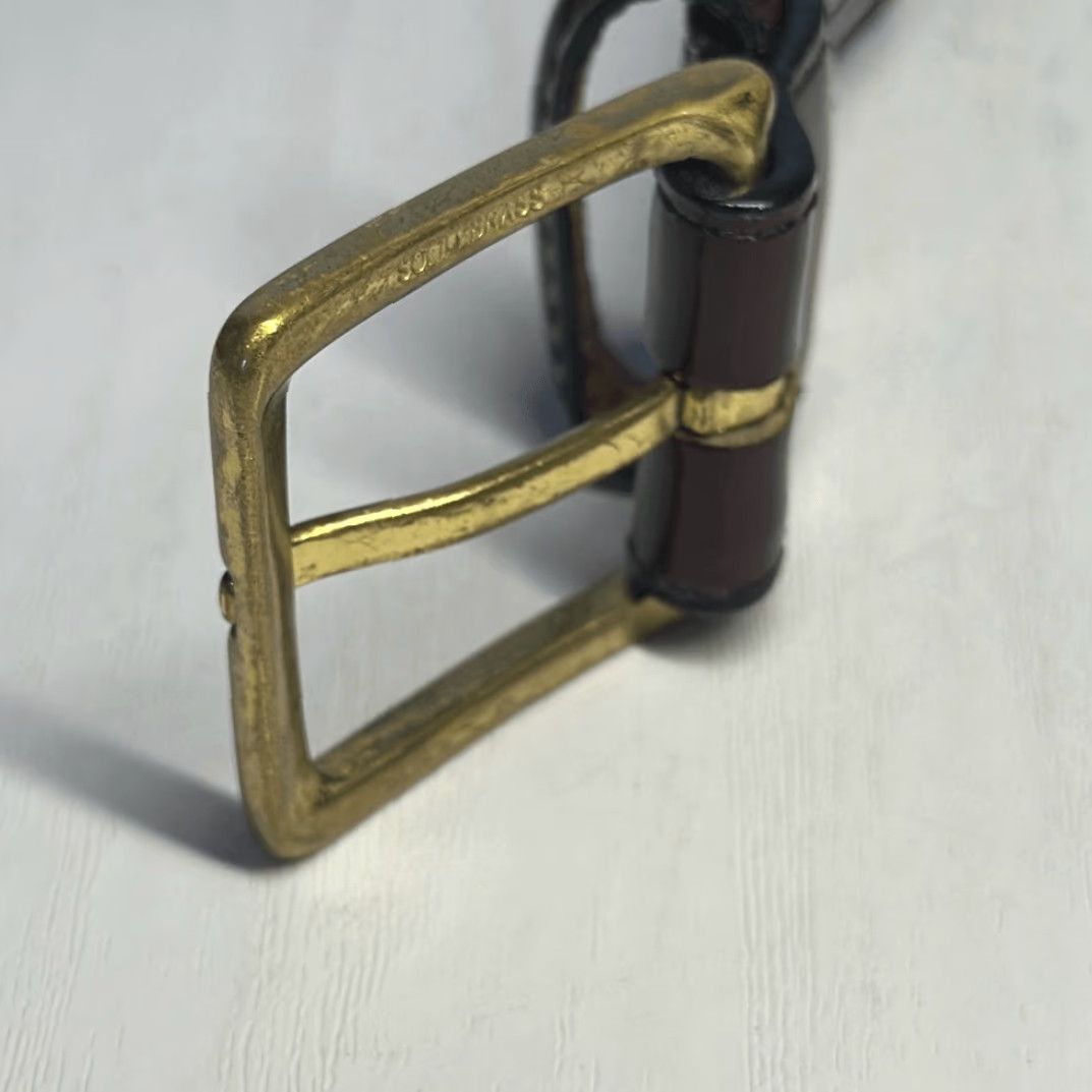 Brighton Brighton Belt Mens 40 Brown Solid Brass Buckle Leather English Calf Size 40 - 3 Thumbnail