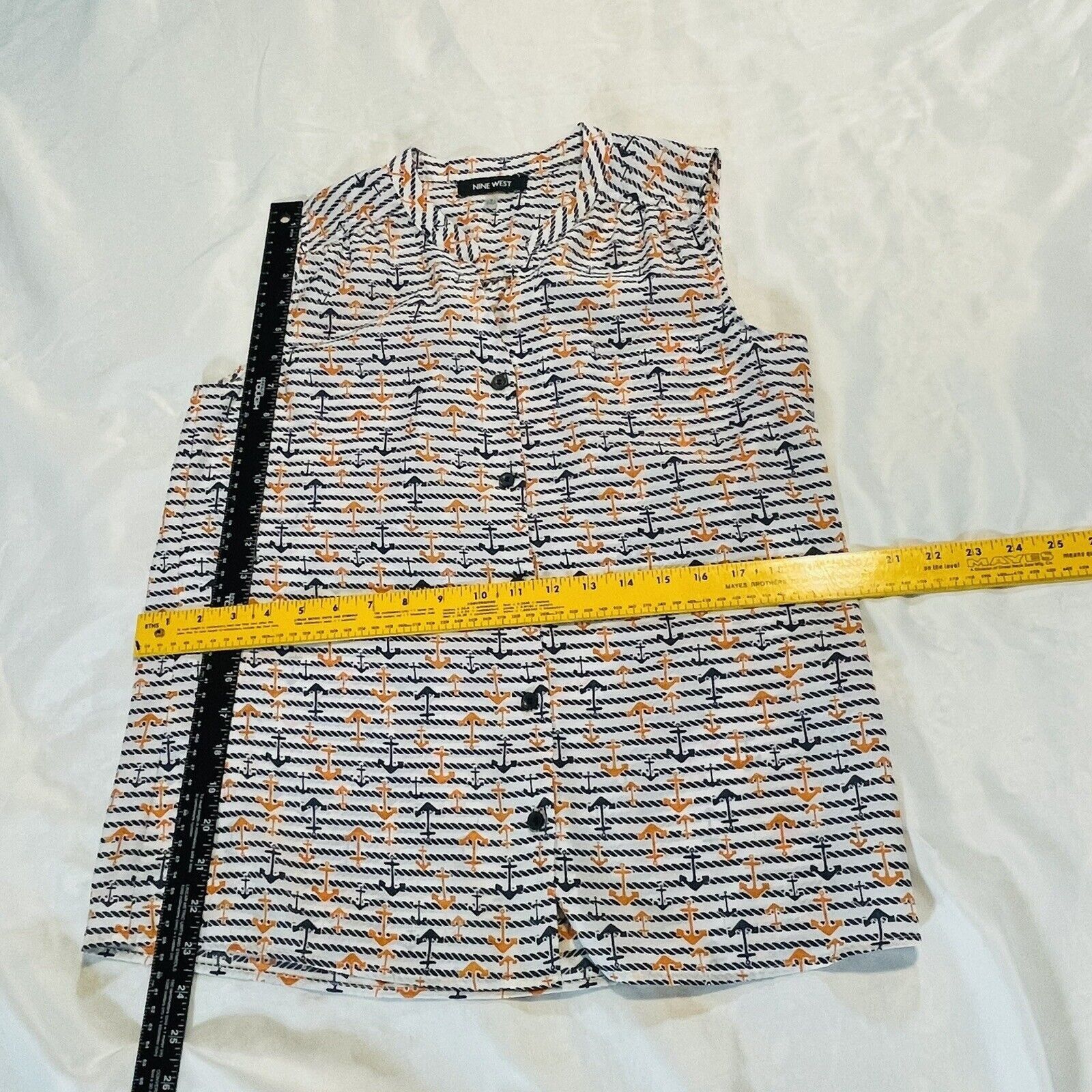 Nine West Nine West Womens 4 Blouse Tank Navy White Orange Anchors Lig Size S / US 4 / IT 40 - 10 Thumbnail