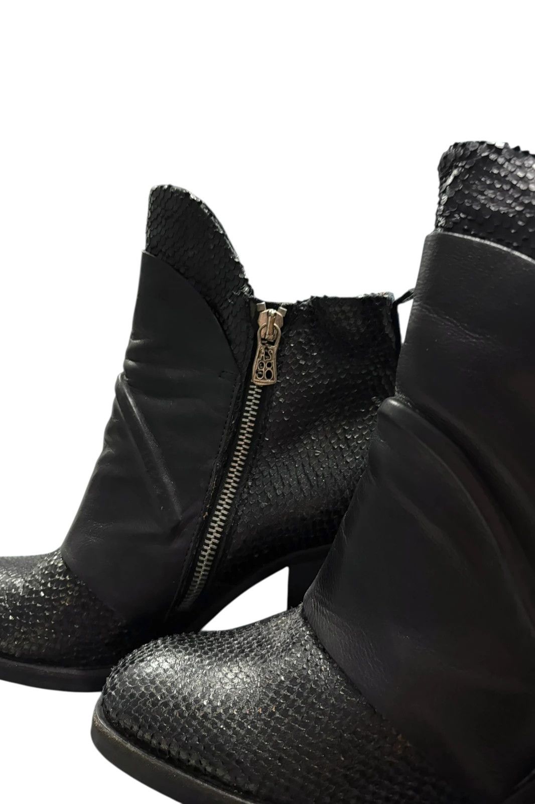 A.S.98 AS98 python print side zip leather drape heeled boots Size US 8 / IT 38 - 5 Thumbnail