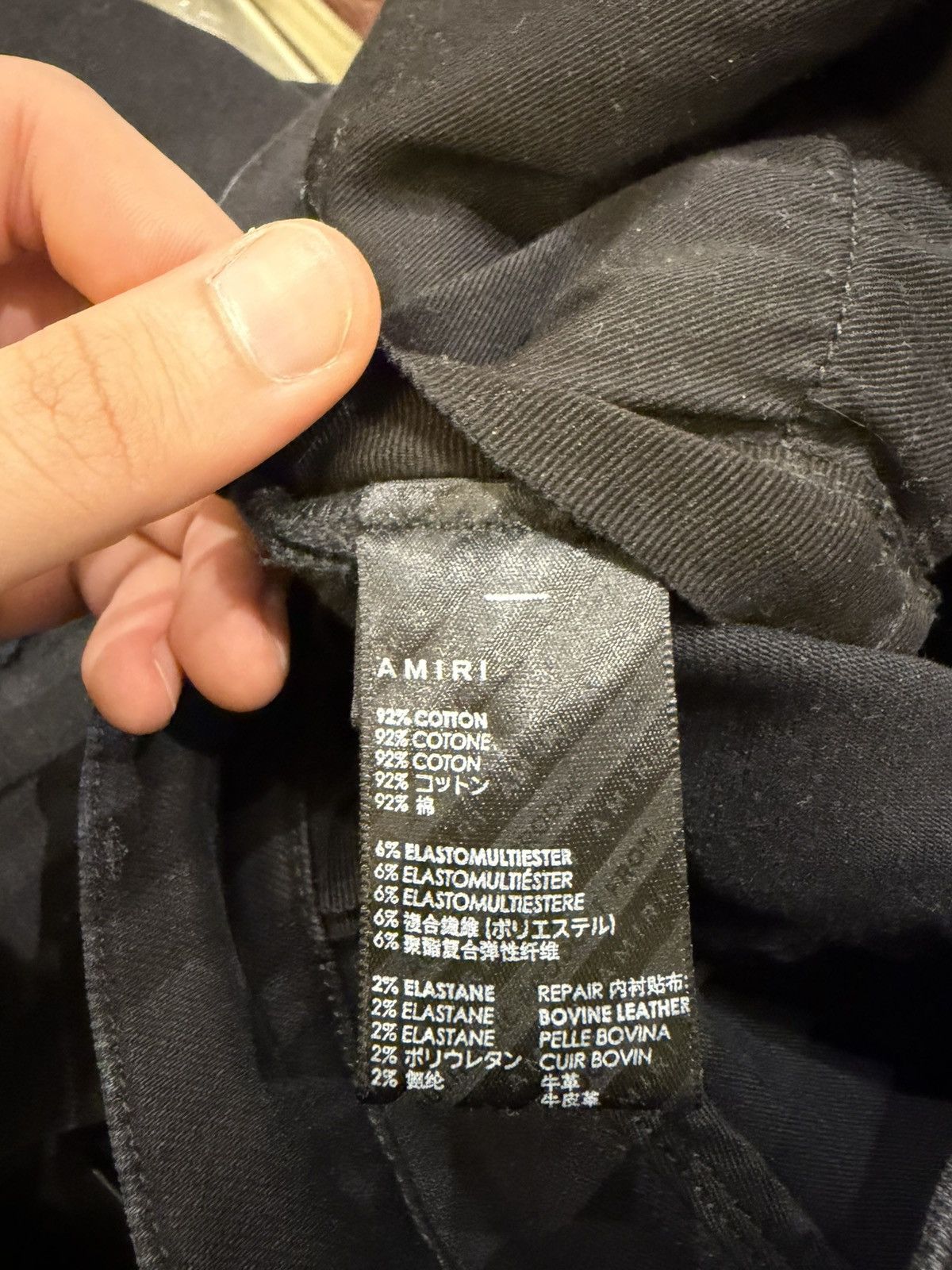 Amiri Amiri Blue Cracked Leather Patch Black Denim Jeans Size US 40 / EU 56 - 4 Thumbnail