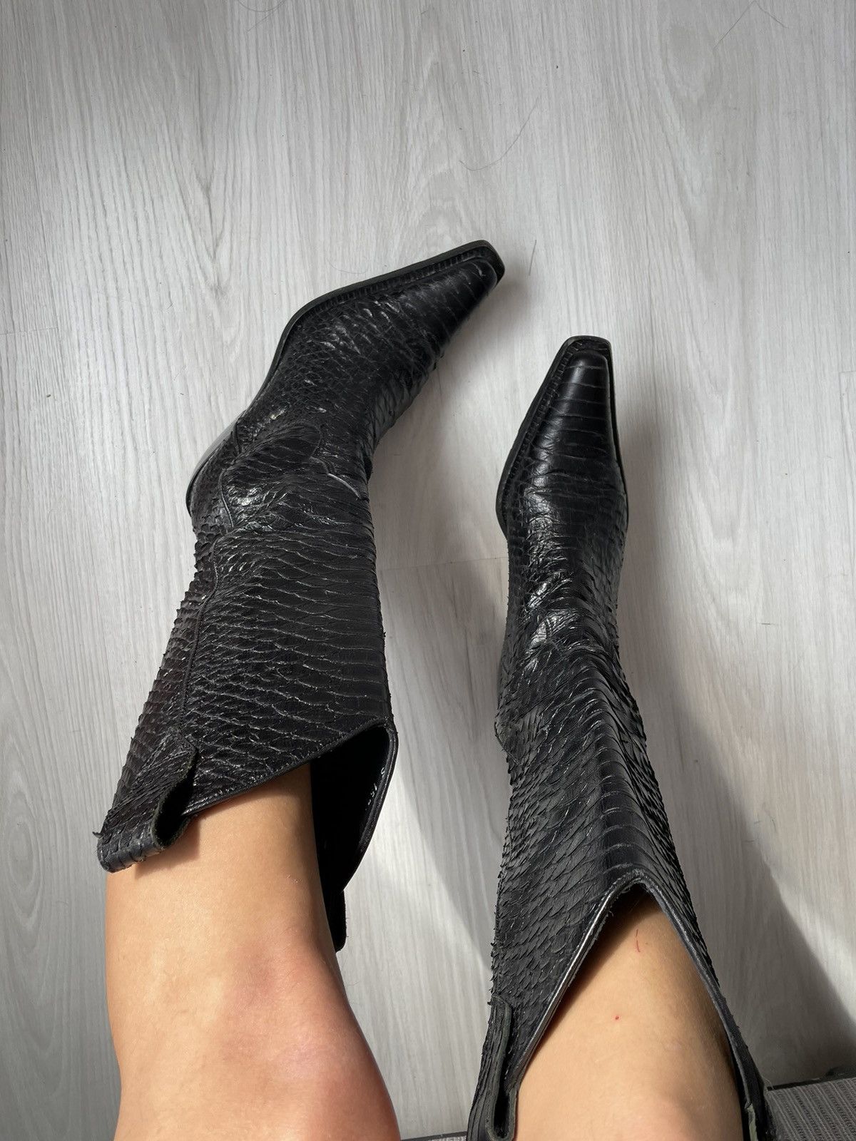 image of Vintage Cowboy Boots in Black, Women's (Size 6.5)