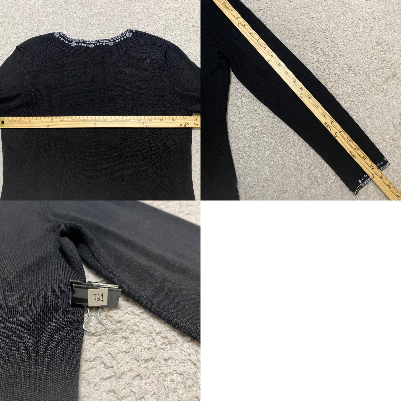 Talbots Talbots Shirt Womens Medium Black Round Neck Embroidered Silk Blend Long Sleeve Blouse Size M / US 6-8 / IT 42-44 - 8 Thumbnail