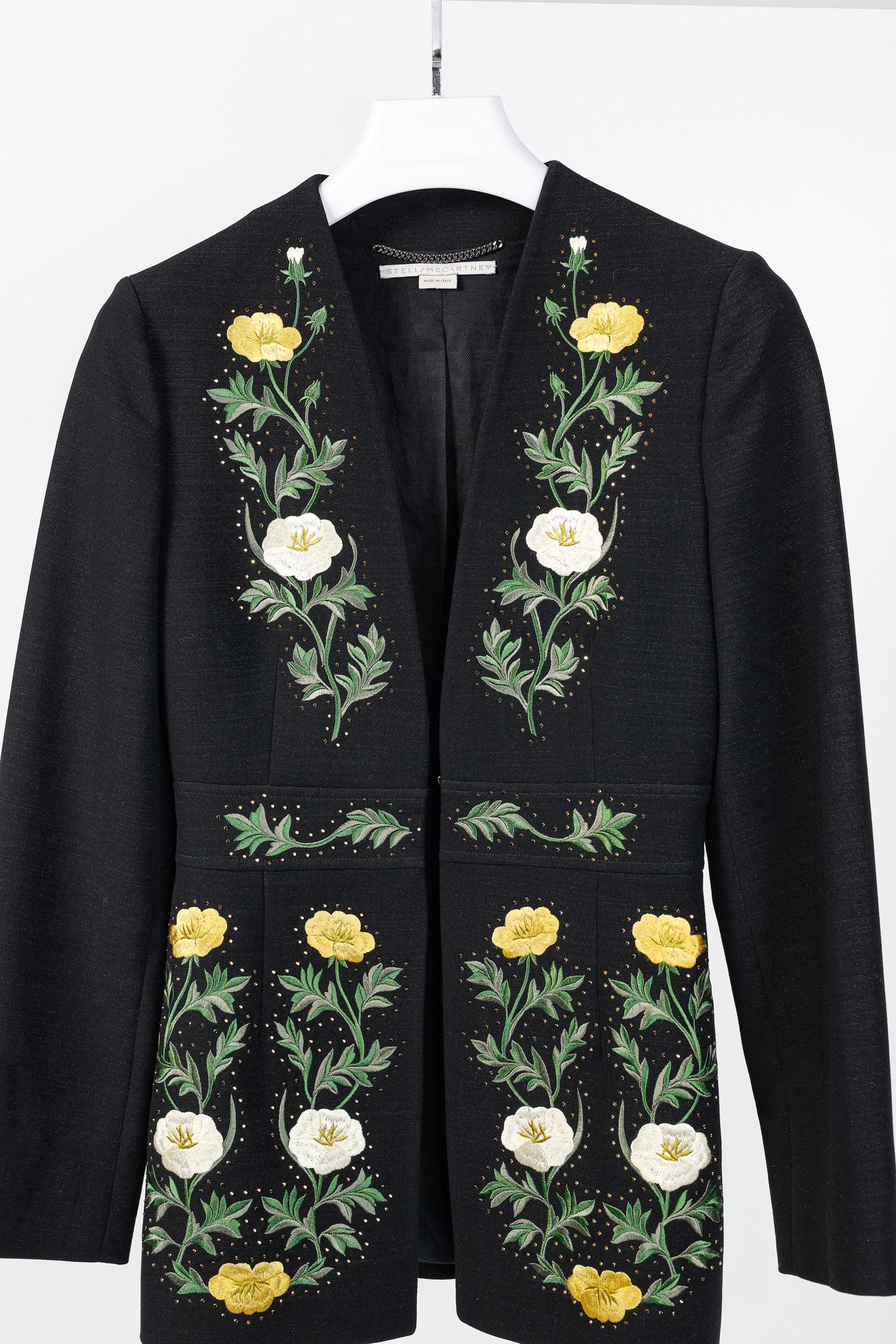 Stella McCartney Stella McCartney Wool Rhinestone Floral-Embroidery Blazer Size S / US 4 / IT 40 - 3 Thumbnail