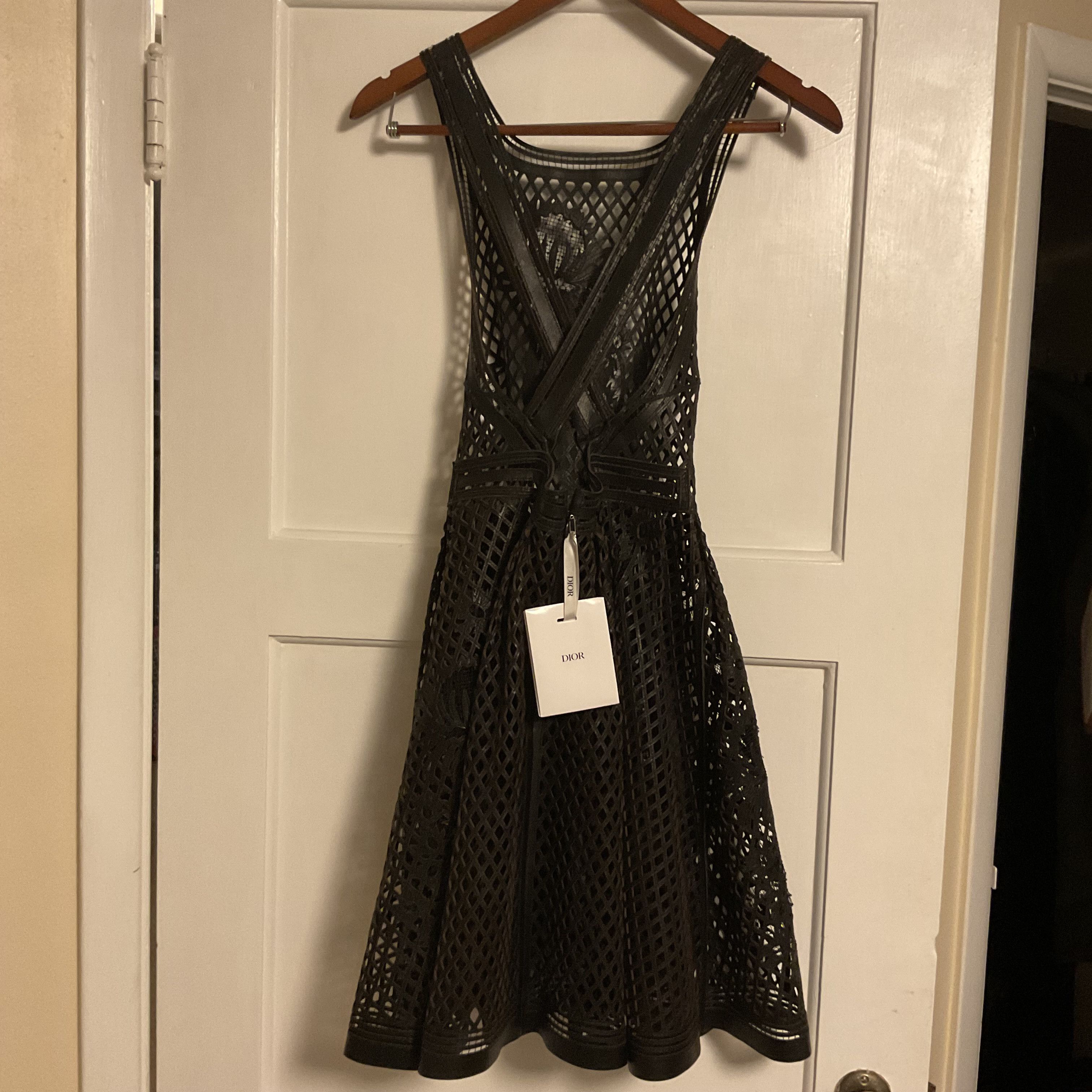 Dior NWT Christian Dior lambskin leather Black dress Eyelet Laser Size M / US 6-8 / IT 42-44 - 4 Thumbnail