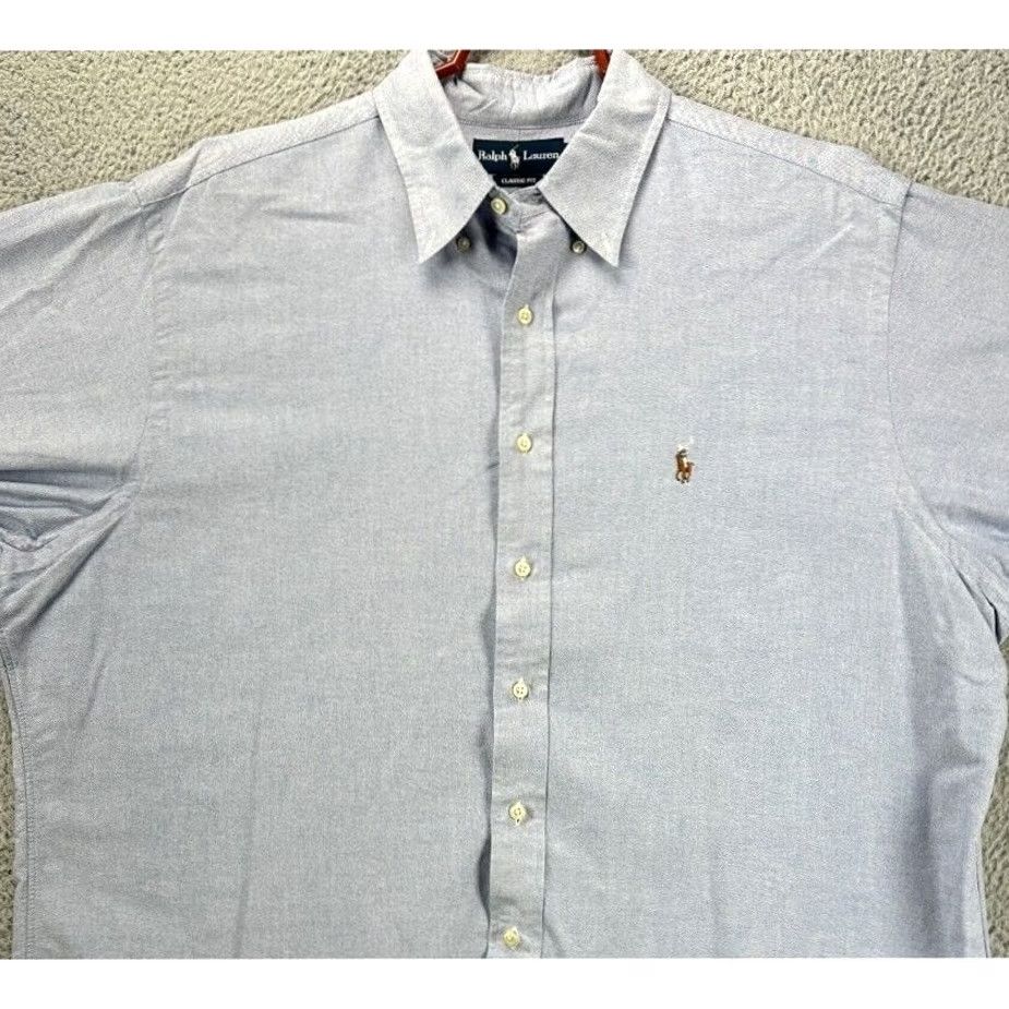 Ralph Lauren Ralph Lauren Button-Up Dress Shirt Mens 18 36-37 Blue Classic Flesh Color Pony Button-Down Size 48R - 2 Thumbnail