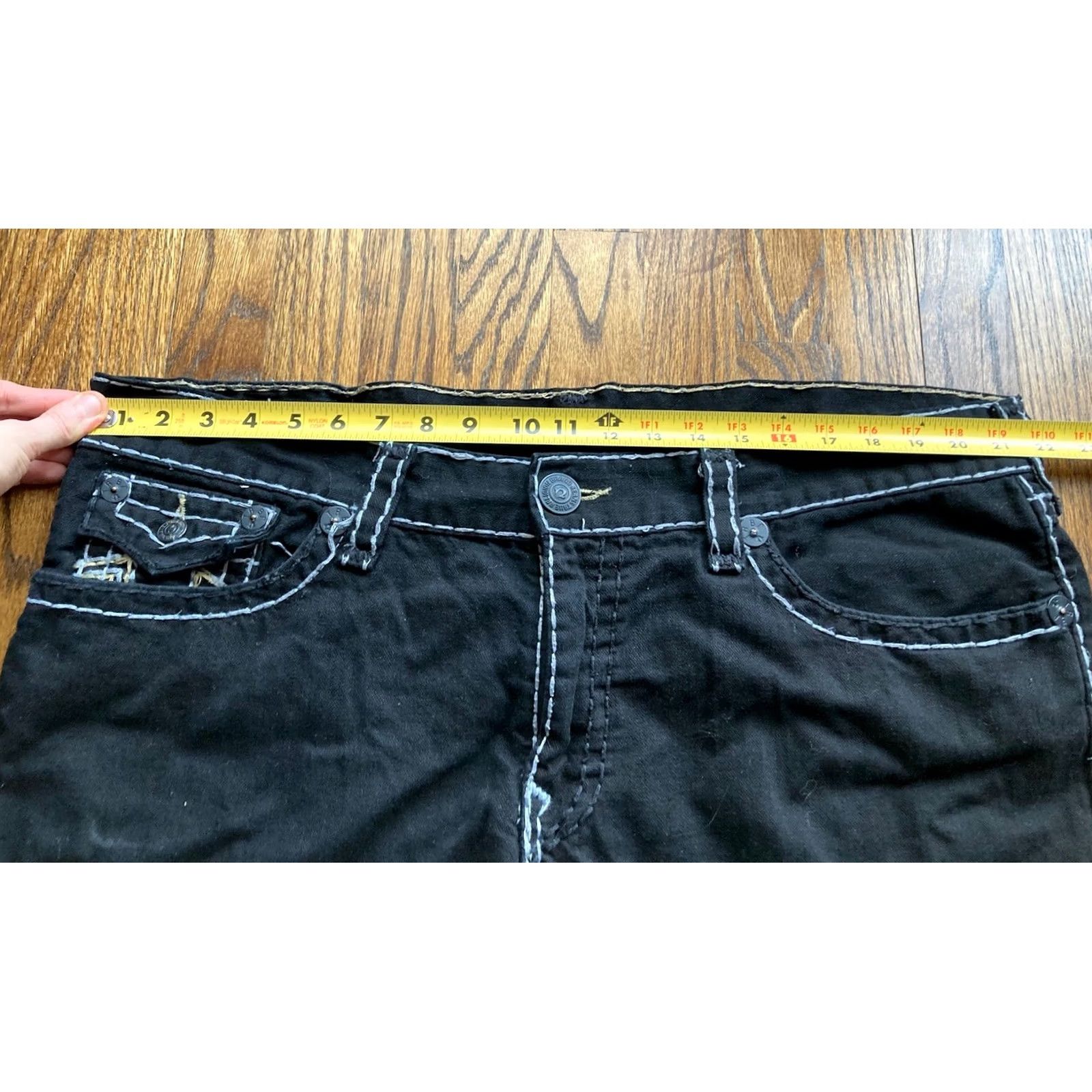 True Religion True Religion Jeans Shorts Bermuda Mens 40 Ricky Super T Flap Pocket USA Frayed Black Denim Cotton 5-Pocket USA Grunge Hip Hop Bermuda 40 Mens Size US 40 / EU 56 - 6 Thumbnail