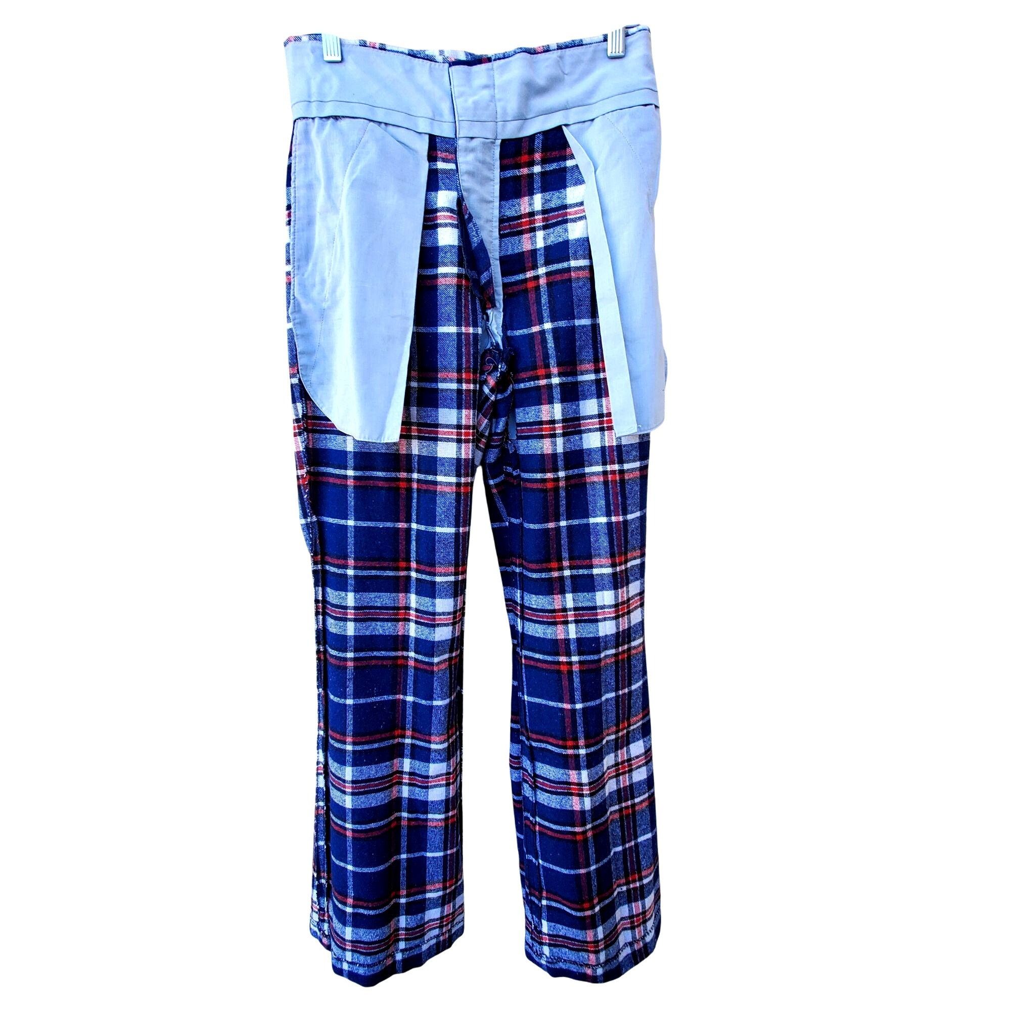 Other Vintage 60s Mod Pants Women 4 Blue Red White Plaid Flared Cu Size 27" / US 4 / IT 40 - 10 Thumbnail