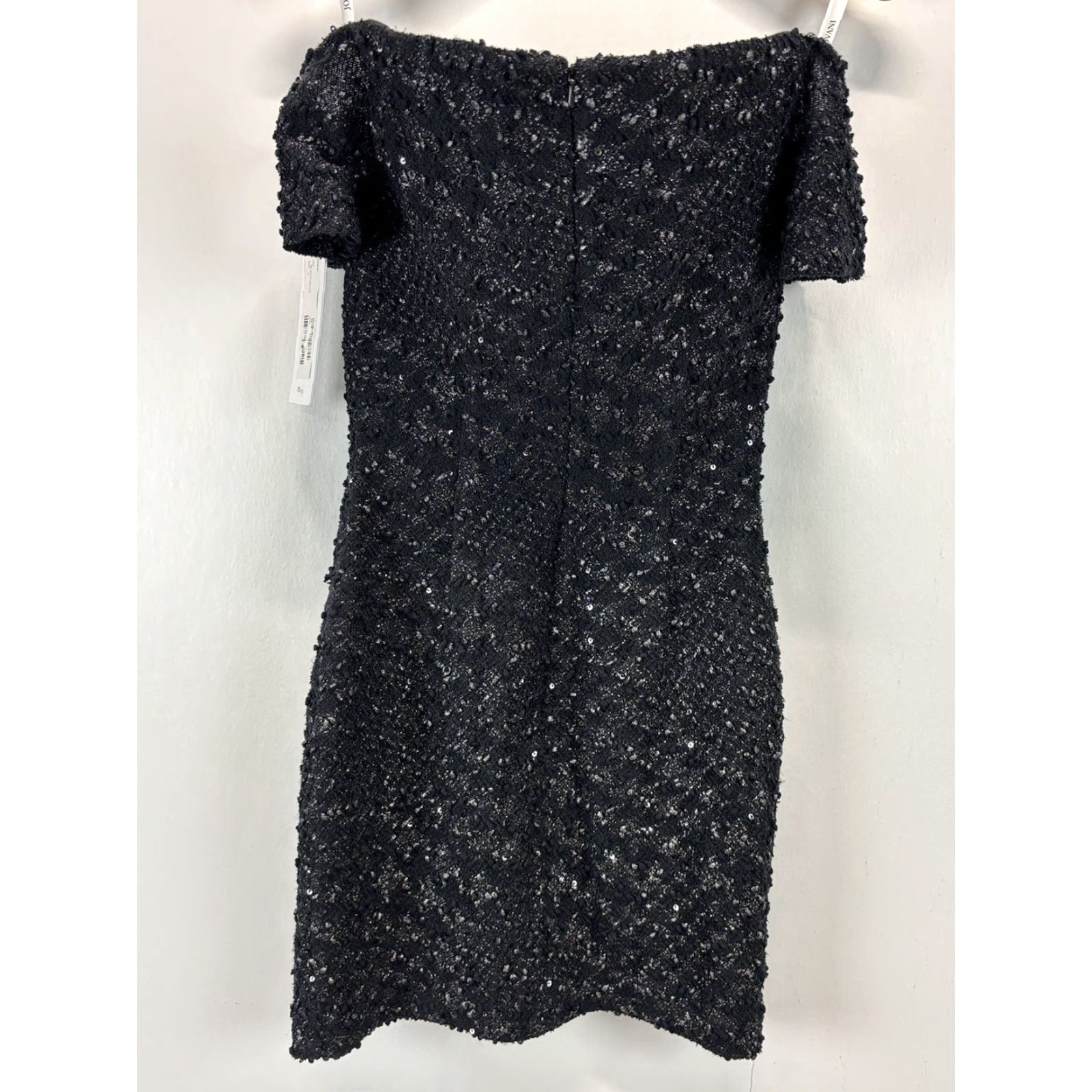 Vintage NEW Jovani 3968 Beaded Floral Off Shoulder Bodycon Cocktail Dress Size 4 Black Womens Size S / US 4 / IT 40 - 2 Thumbnail