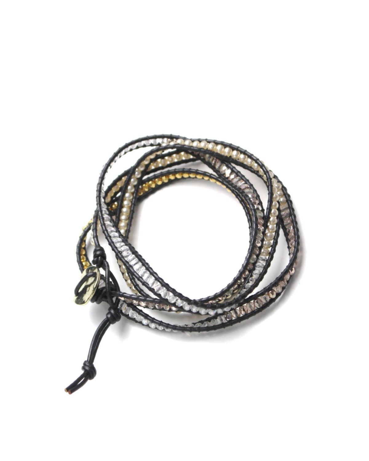 Japanese Brand 2000S JAPANESE MADE MULTI-STONE WRAP BRACELET LEATHER CORD Size ONE SIZE - 2 Thumbnail
