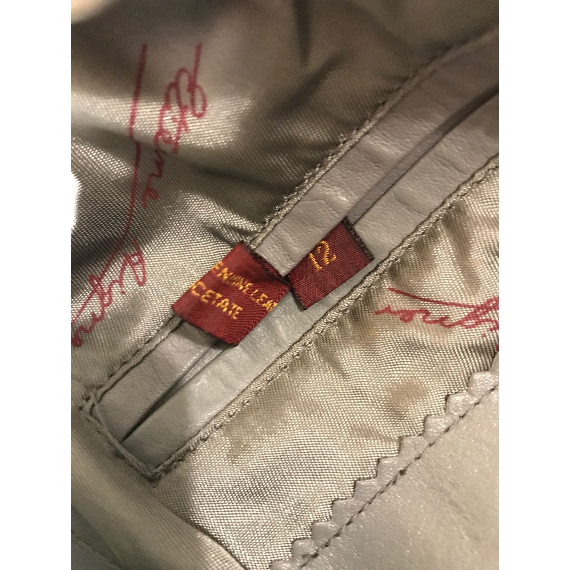 Etienne Aigner Etienne Aigner Women's Vintage Gray Leather Bomber Jacket Size XL / US 12-14 / IT 48-50 - 4 Thumbnail