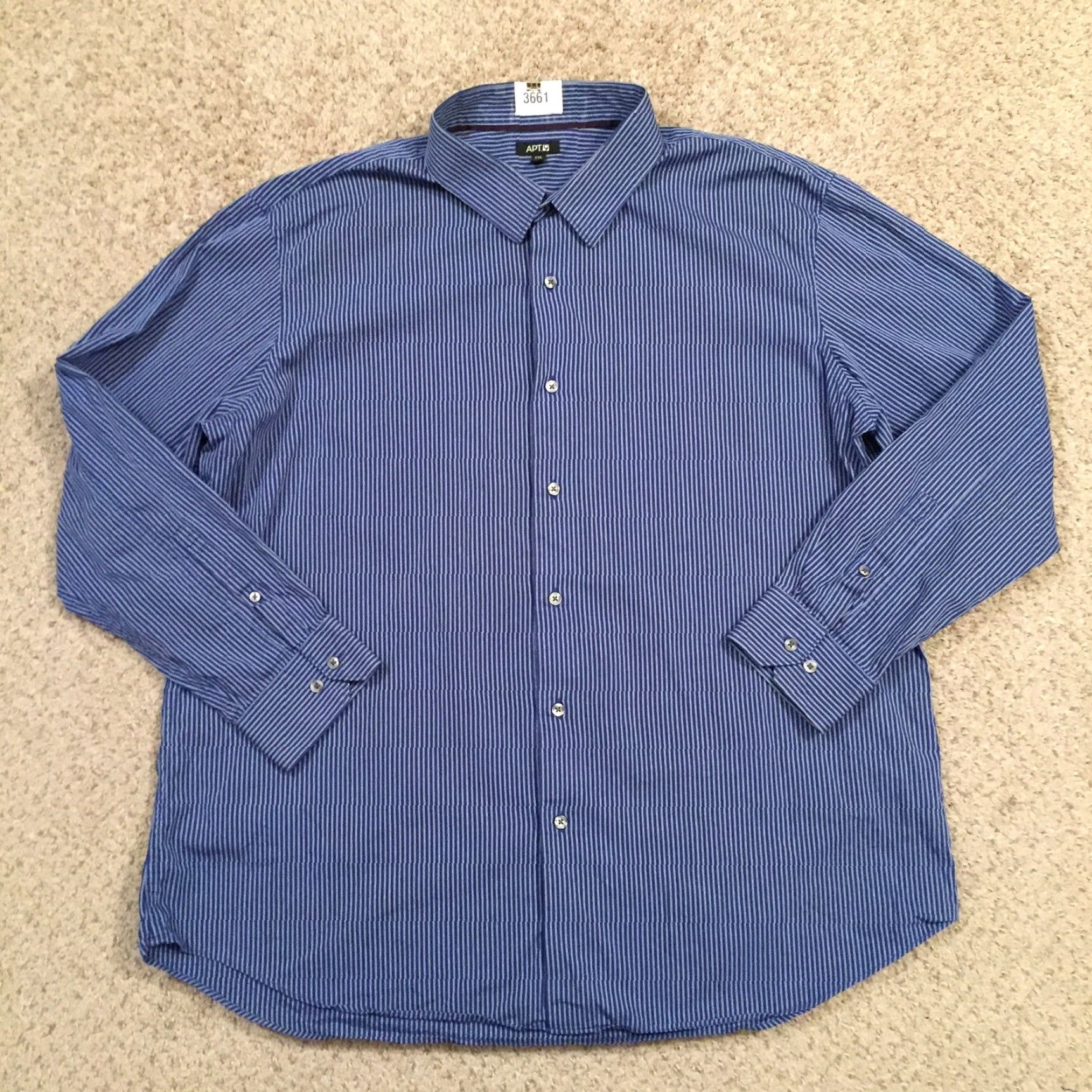 Apt. 9 Apt 9 Shirt Mens XXL Blue Striped Long Sleeve Button Up Size US XXL / EU 58 / 5 - 2 Thumbnail