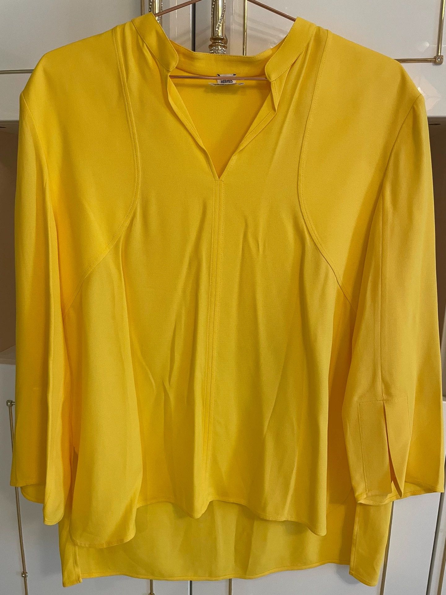 Hermes Hermes Women's Yellow Mandarin Top - dmc Size M / US 6-8 / IT 42-44 - 1 Thumbnail