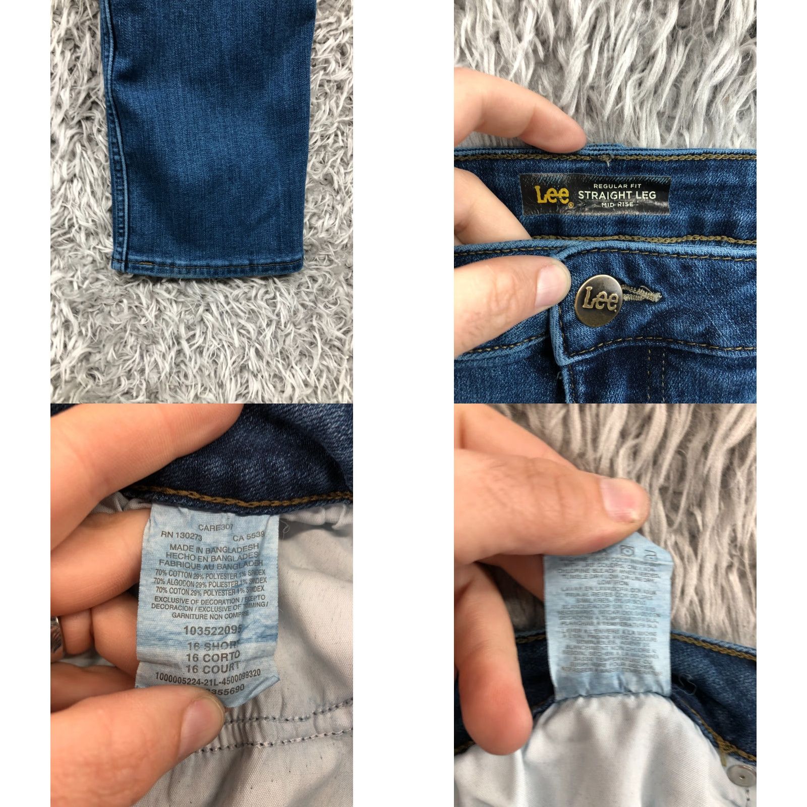 Lee Lee Premium Classic Jeans Womens Short 16 Blue Medium Wash Straight Size 38" / US 16 / IT 52 - 8 Thumbnail