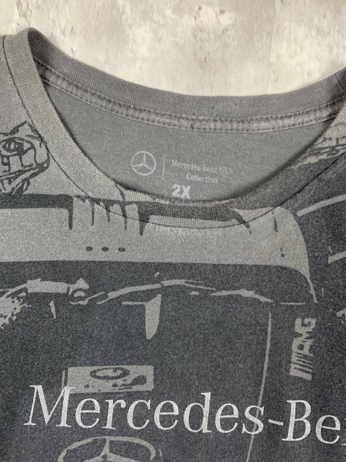 Mercedes-Benz × Vintage Mercedes Benz All Over Print Tshirt Grey Black Size US XXL / EU 58 / 5 - 4 Thumbnail