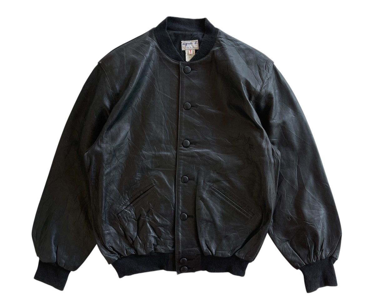 agnes b. Agnes.B Black Leather Bomber Jacket Size US L / EU 52-54 / 3 - 2 Thumbnail
