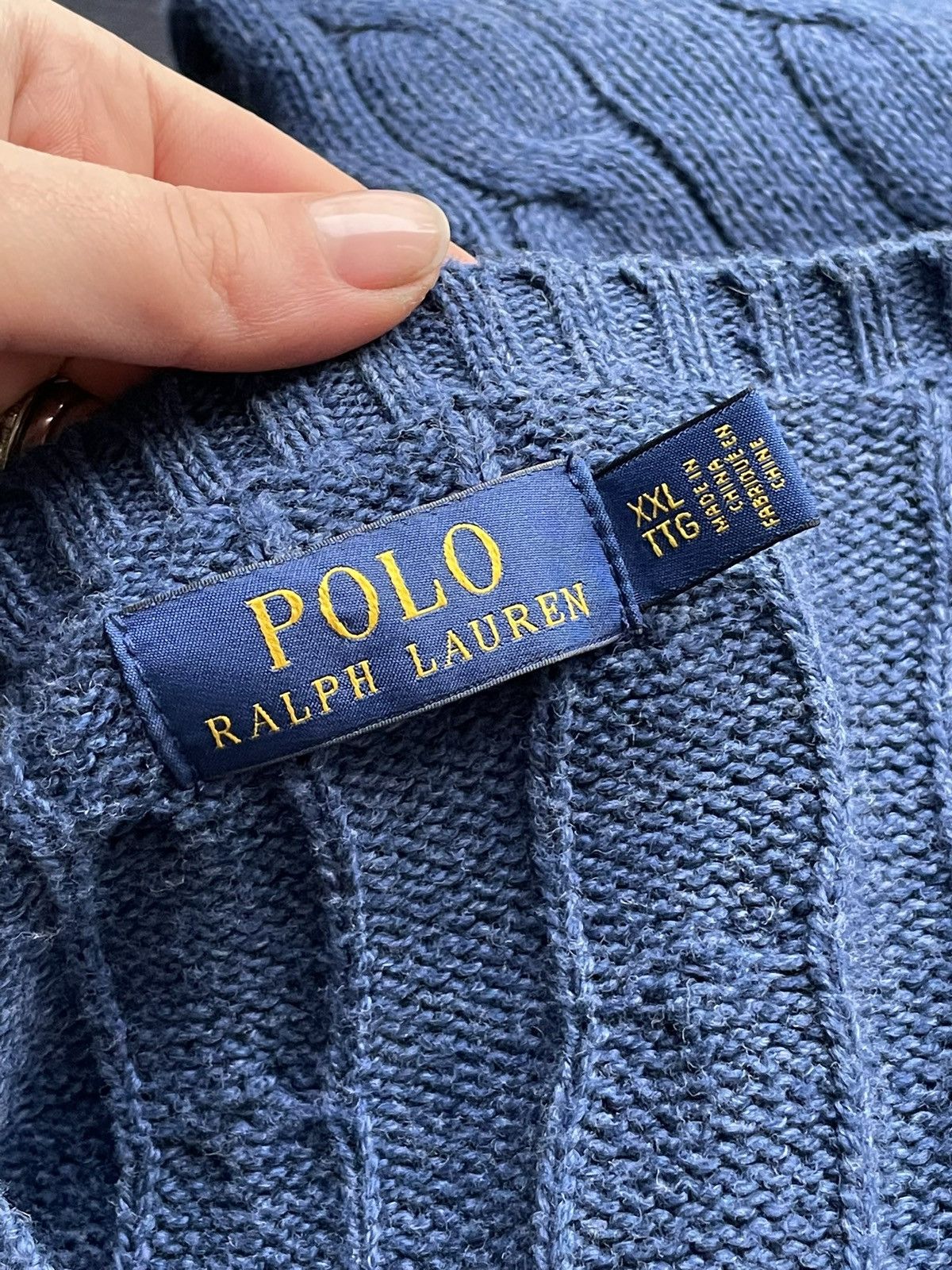 Polo Ralph Lauren Polo Blue Knit Sweater Heavy Oversized old money Style Size US XXL / EU 58 / 5 - 10 Thumbnail