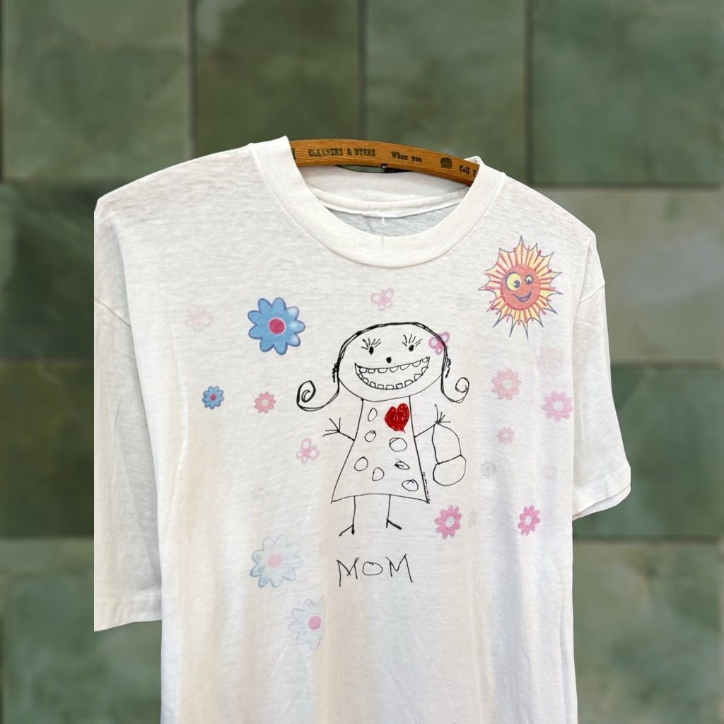 Vintage VINTAGE Mom USA T-Shirt 80s Graphic Drawing White Medium Mens Boys Girls Adults Size M Size US M / EU 48-50 / 2 - 1 Thumbnail