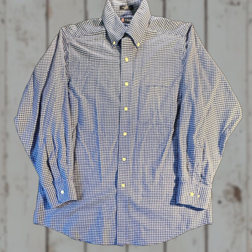 Chaps VINTAGE Chaps Oxford Long Sleeve Button-Up Shirt Mens M Blue Check Shirt Size US M / EU 48-50 / 2 - 1 Thumbnail