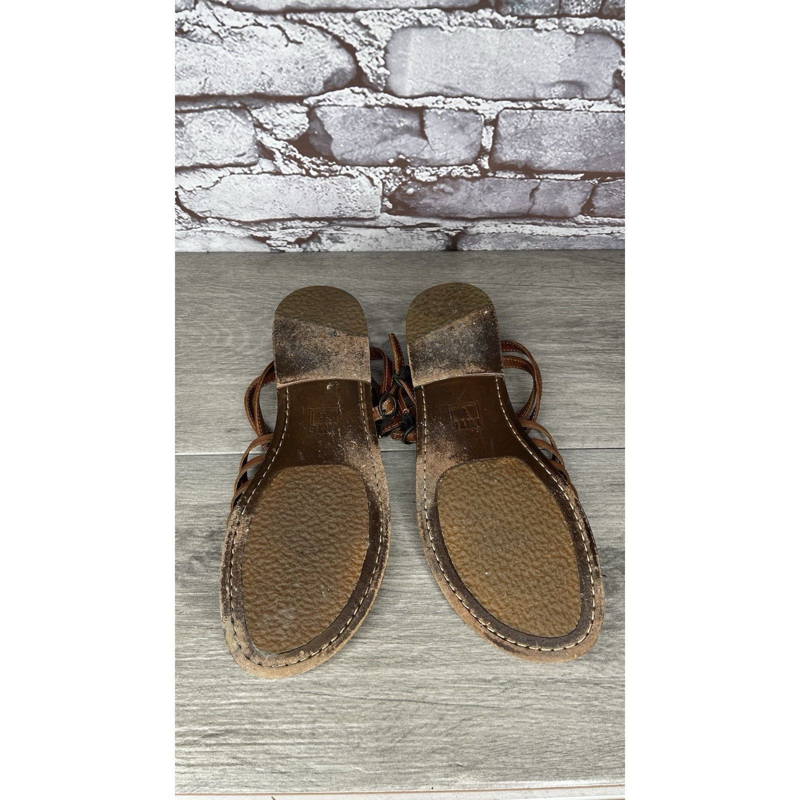 Frye Frye Kayla Brown Leather Huarache Woven Flats Sandals Women’ Size US 8.5 / IT 38.5 - 6 Thumbnail