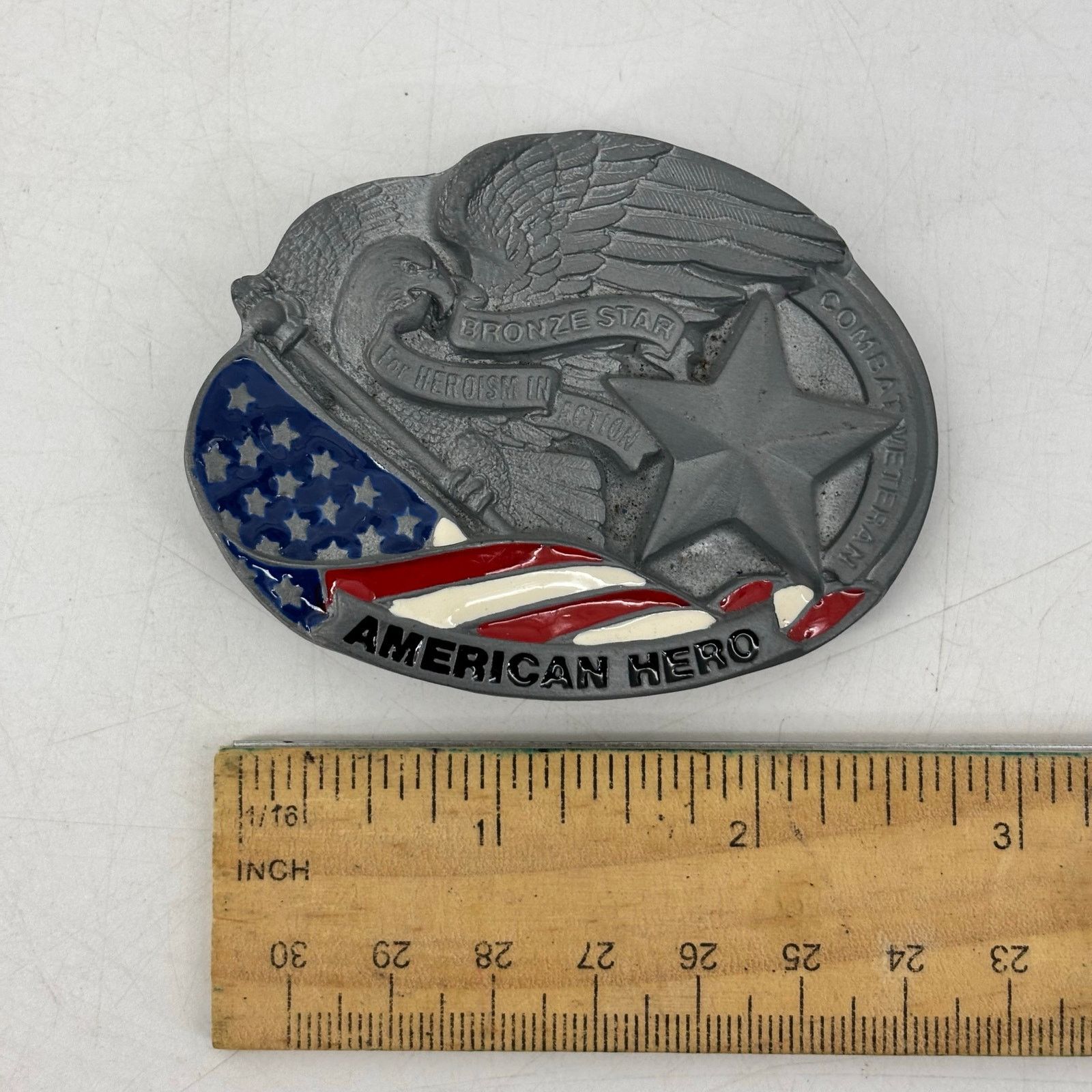 Vintage Great American Hero Belt Buckle Co. Red White Blue Patriotic Size ONE SIZE - 9 Thumbnail