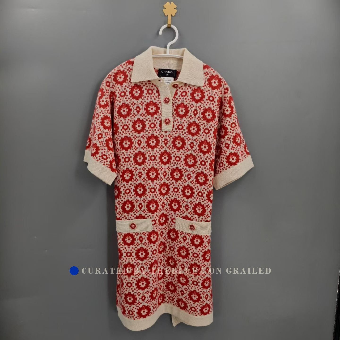 Chanel Chanel Runway Red Floral Cashmere Dress Size XS / US 0-2 / IT 36-38 - 1 Thumbnail