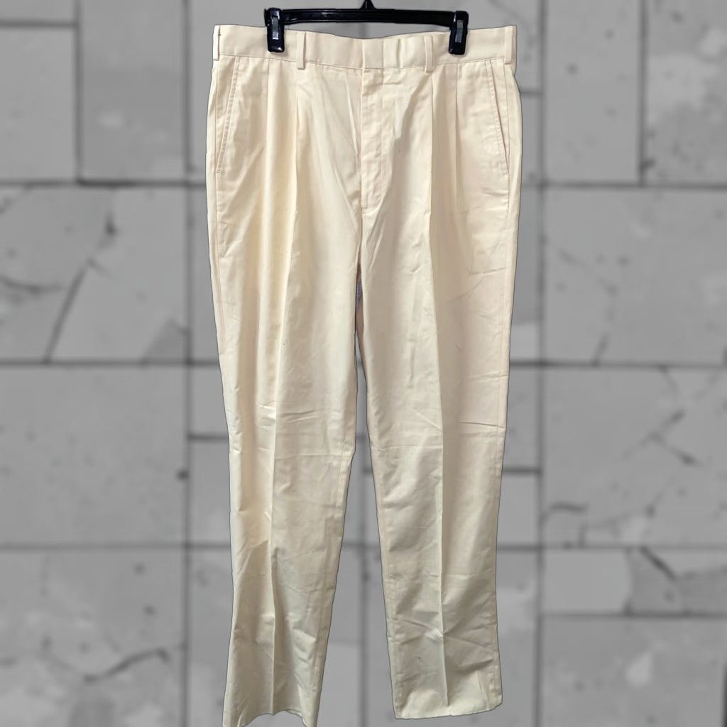 Vintage L.L. Bean Mens Yellow Cotton/Polyester Zip Fly Pants Size 36 Unhemmed NEW Regular Men Casual Pants Size US 36 / EU 52 - 1 Thumbnail