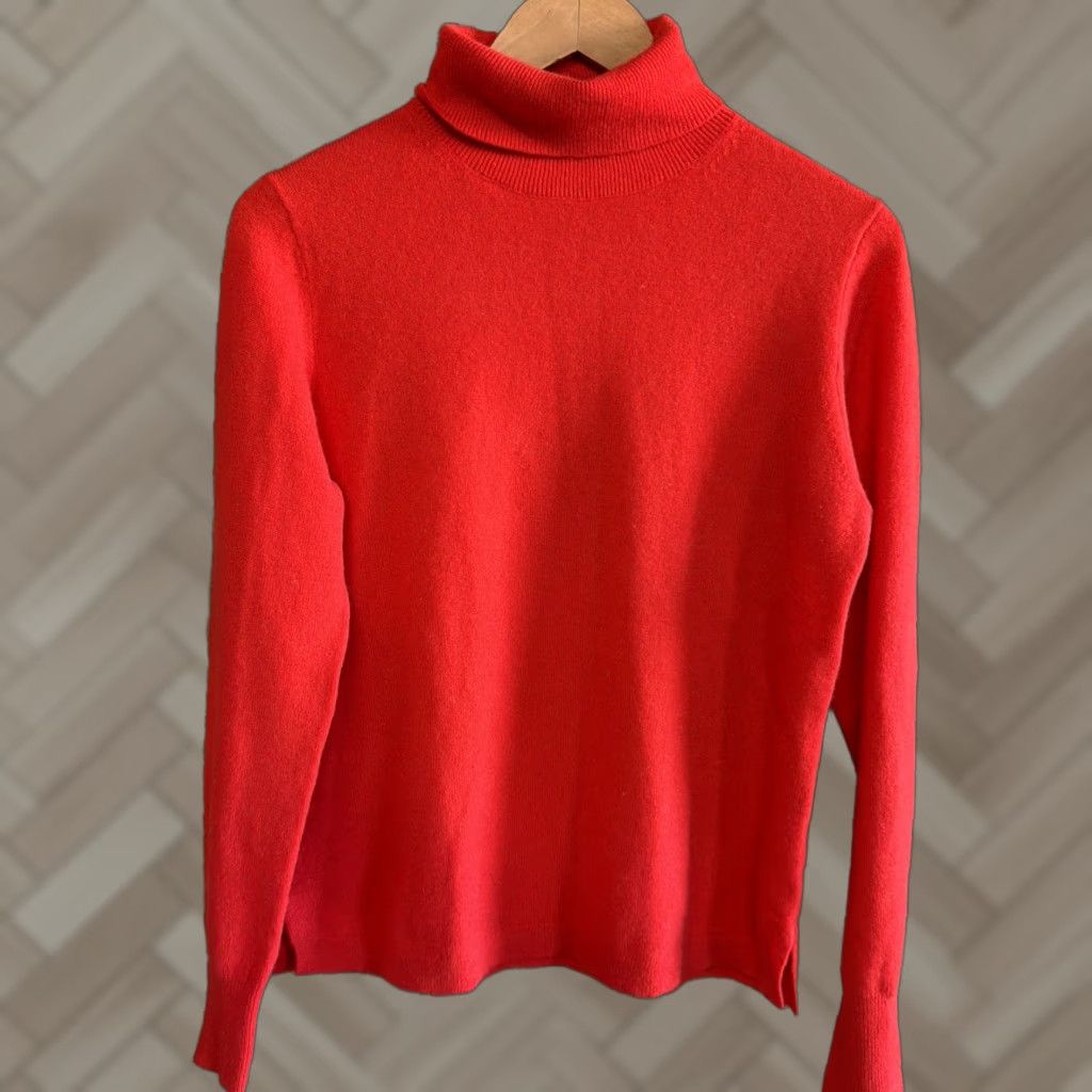 J.Crew J. Crew Divina Womens Medium Red 100% Cashmere Turtleneck Sweater Size M / US 6-8 / IT 42-44 - 1 Thumbnail