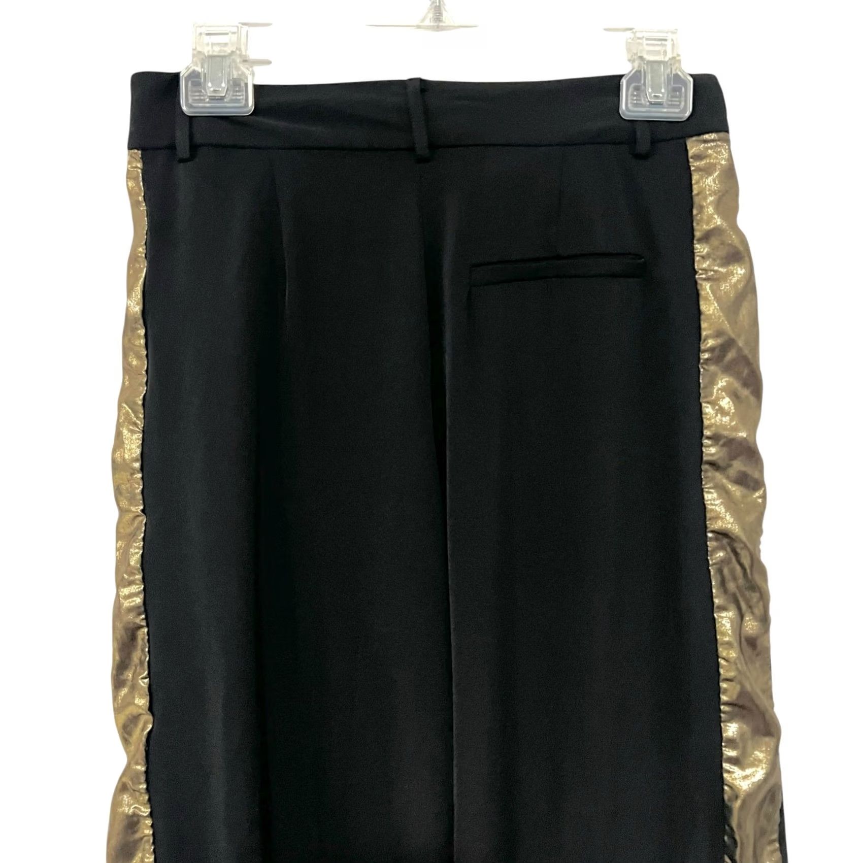Vintage Pietronilla Black Gold Tuxedo Stripe Dress Pants Wide Leg Pleated Front Sz Small Pants Womens S Wide-Leg Seasonal Party/Cocktail 28in Inseam Size 28" / US 6 / IT 42 - 4 Thumbnail