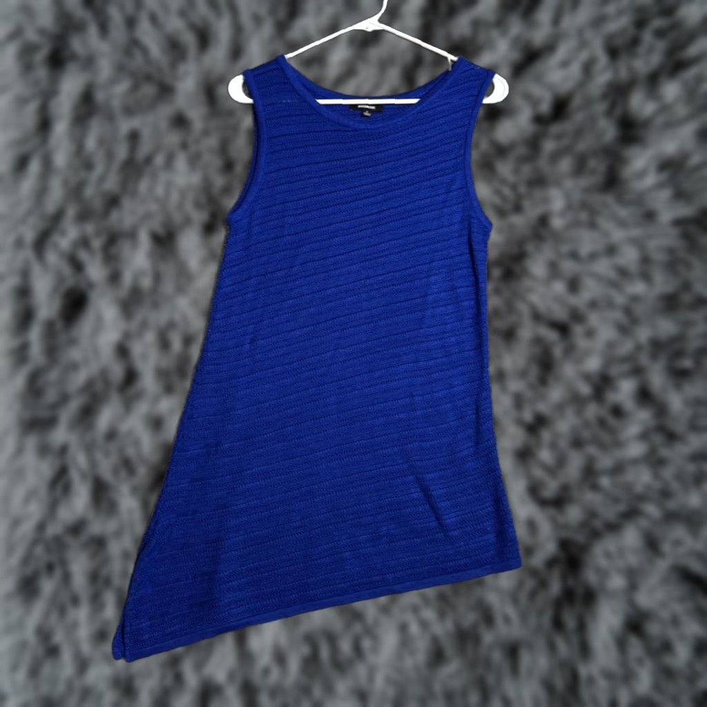 Vintage Premise Asymmetrical Knit Tunic Top Women S Tank Blue Cable Knit Modern Edgy Chic Mod 66% Acrylic 34% Rayon Casual Beach Bohemian 2010s Mens? Women Size S / US 4 / IT 40 - 1 Thumbnail