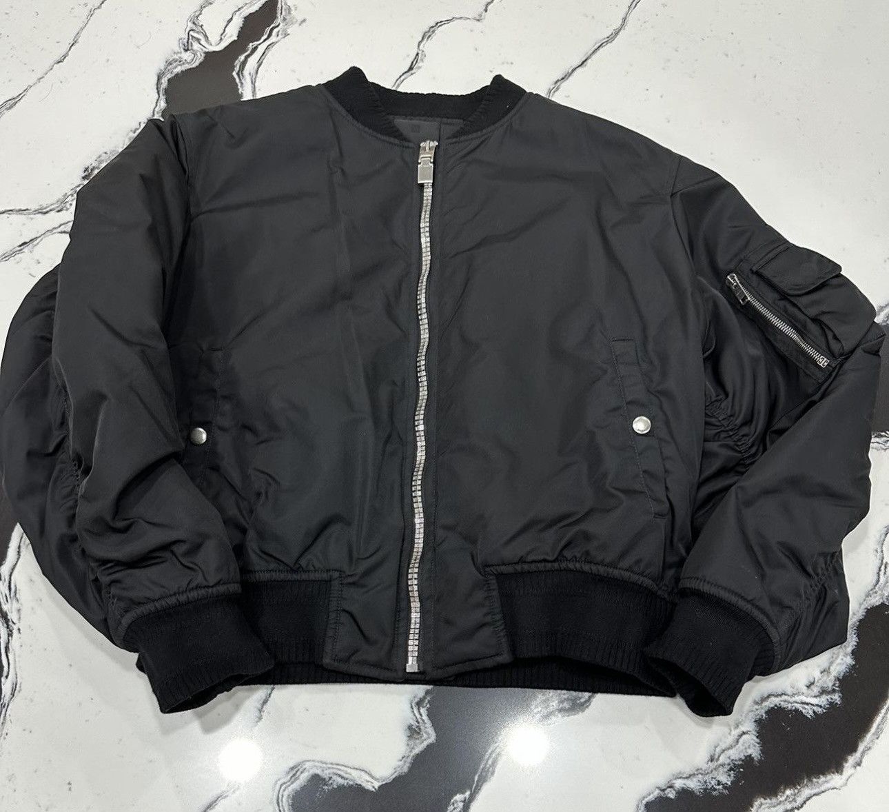 Givenchy Givenchy Black Gathered Bomber Jacket Size US M / EU 48-50 / 2 - 2 Thumbnail